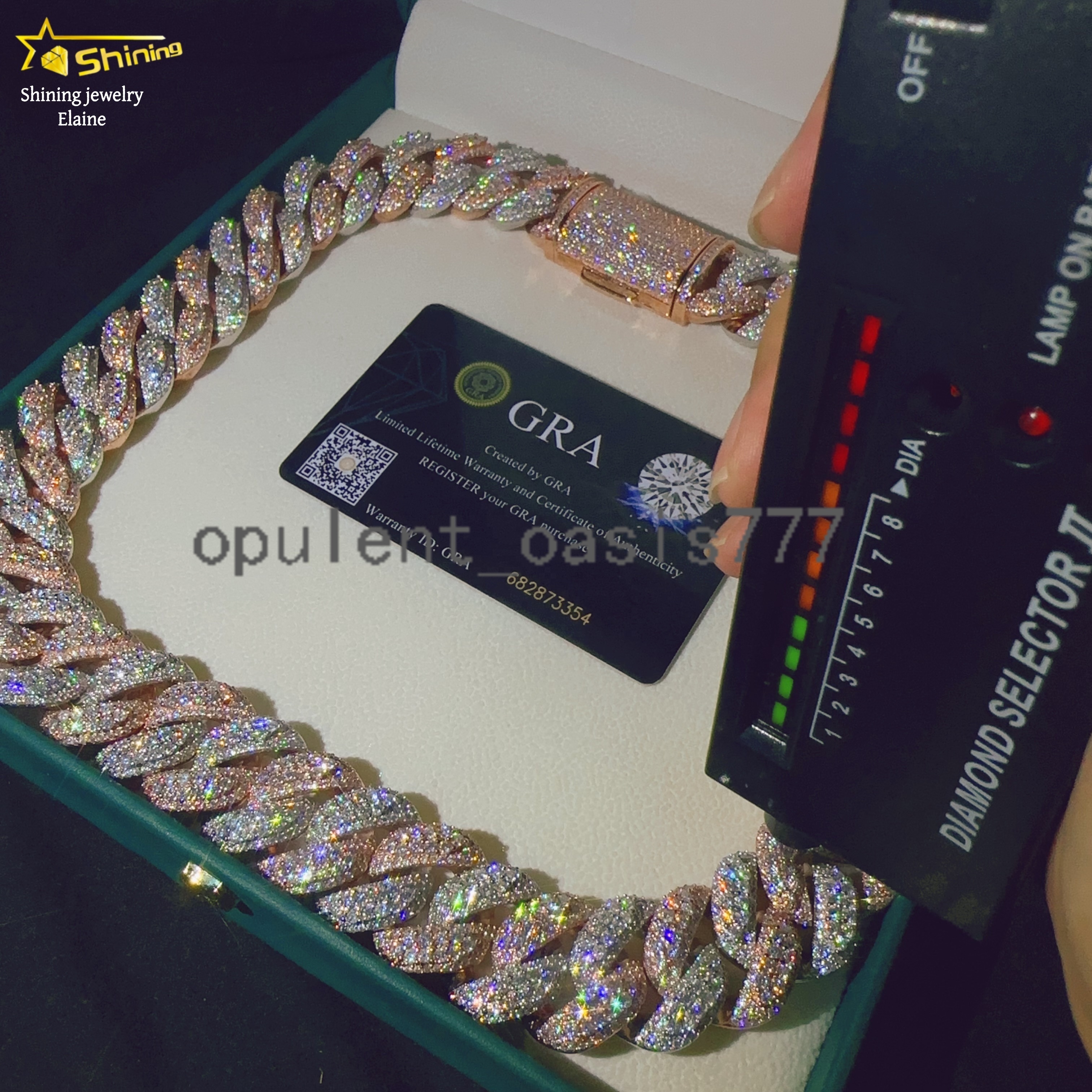 Fashion Jewelry 22mm Sterling Silver 925 Hip Hop Chain VVS Moissanite Diamond Miami Cuban Link Chain Moissanite Necklace