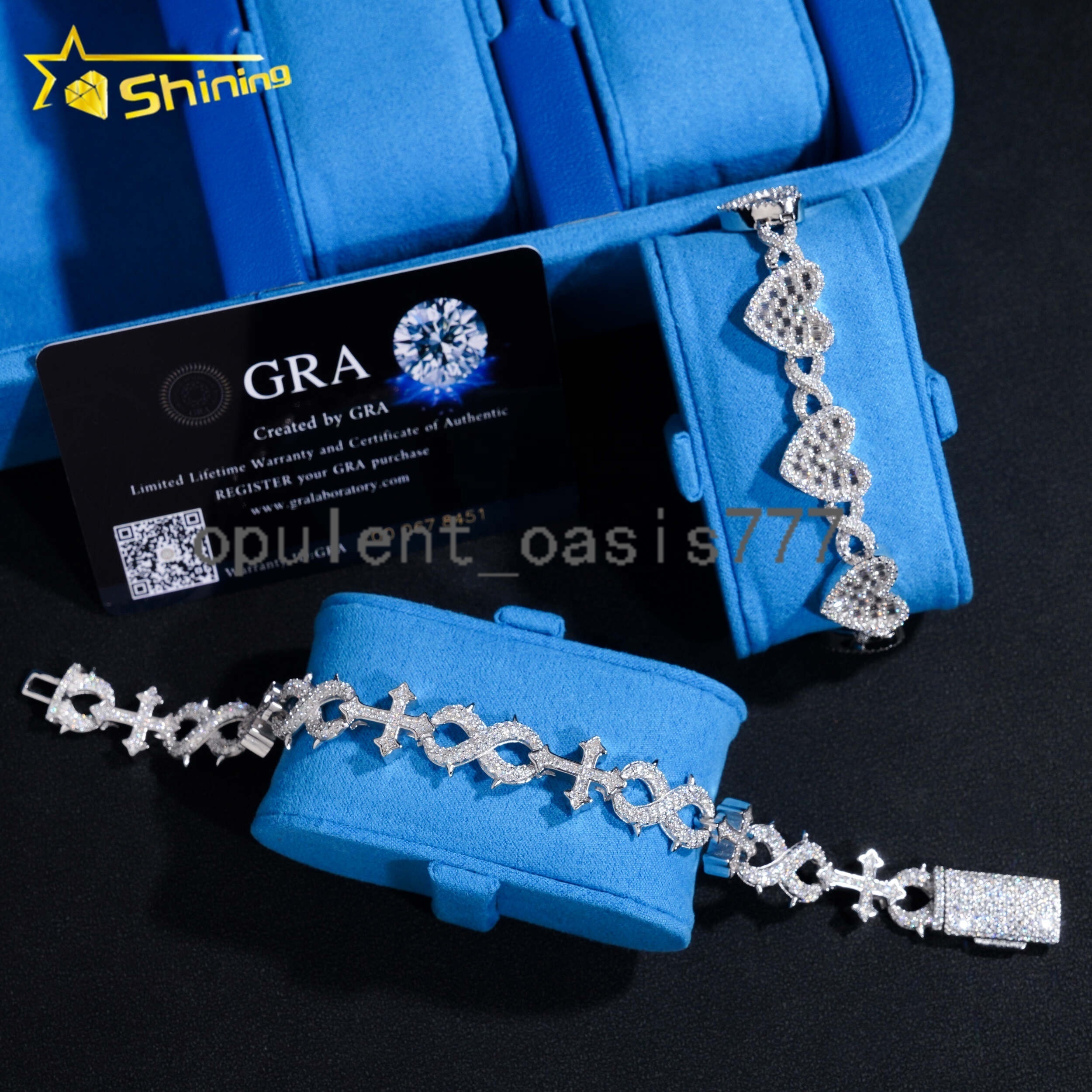 Hot Popular Infinity Link Bracelet 925 Sterling Silver GRA Moissanite Diamond Bracelet for Men Hip Hop Heart Cuban Bracelet