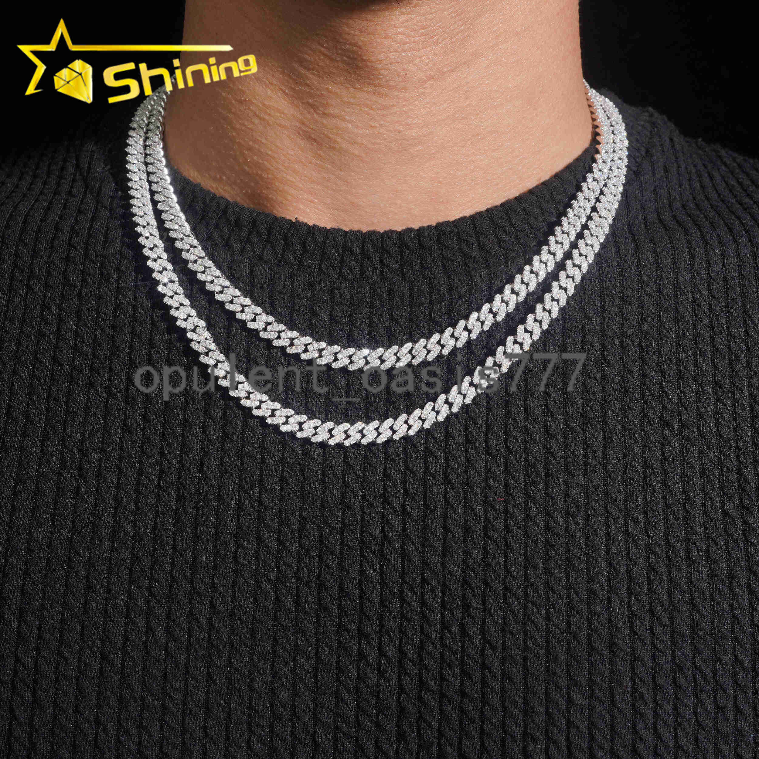 Hot Selling USA Warehouse Ready to Ship 6mm 925 Solid Silver Hip Hop Jewelry Iced Out VVS Diamond Cuban Link Chain Moissanite