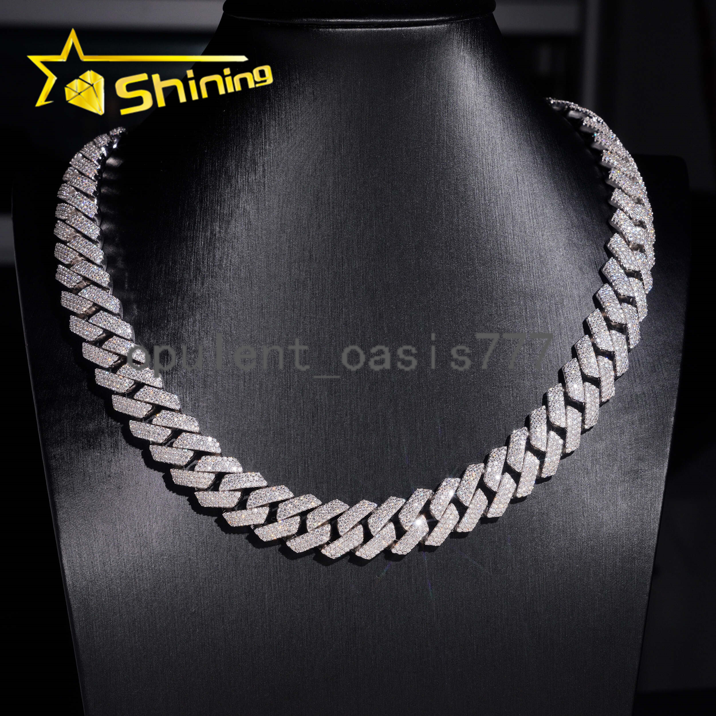 PROMOTION 16mm Moissanite Chain Cuban Links Pass Diamond Tester 925 Silver Cuban Link Chain Necklace White Gold Plated