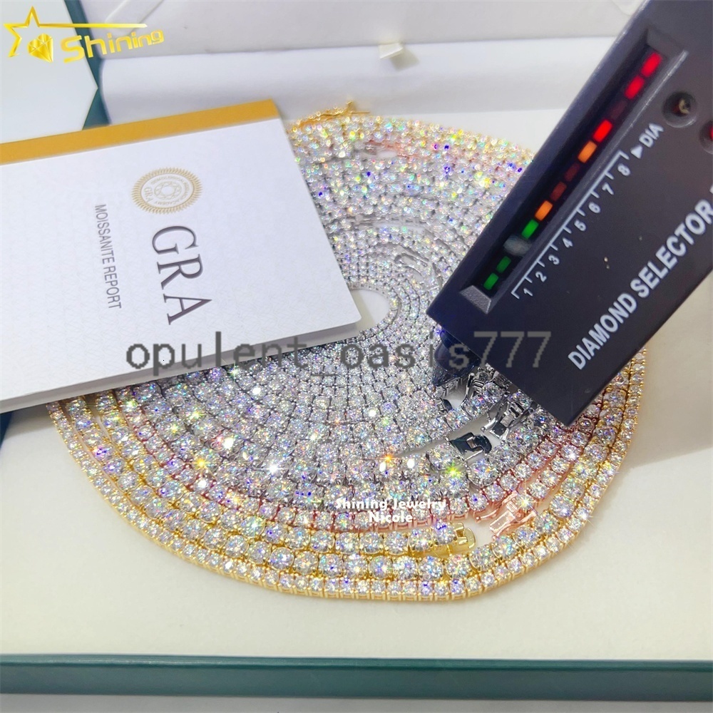 Ready to Ship Wholesale D VVS Diamond Tennis Necklace Bracelet 925 Sterling Silver Moissanite Tennis Chain