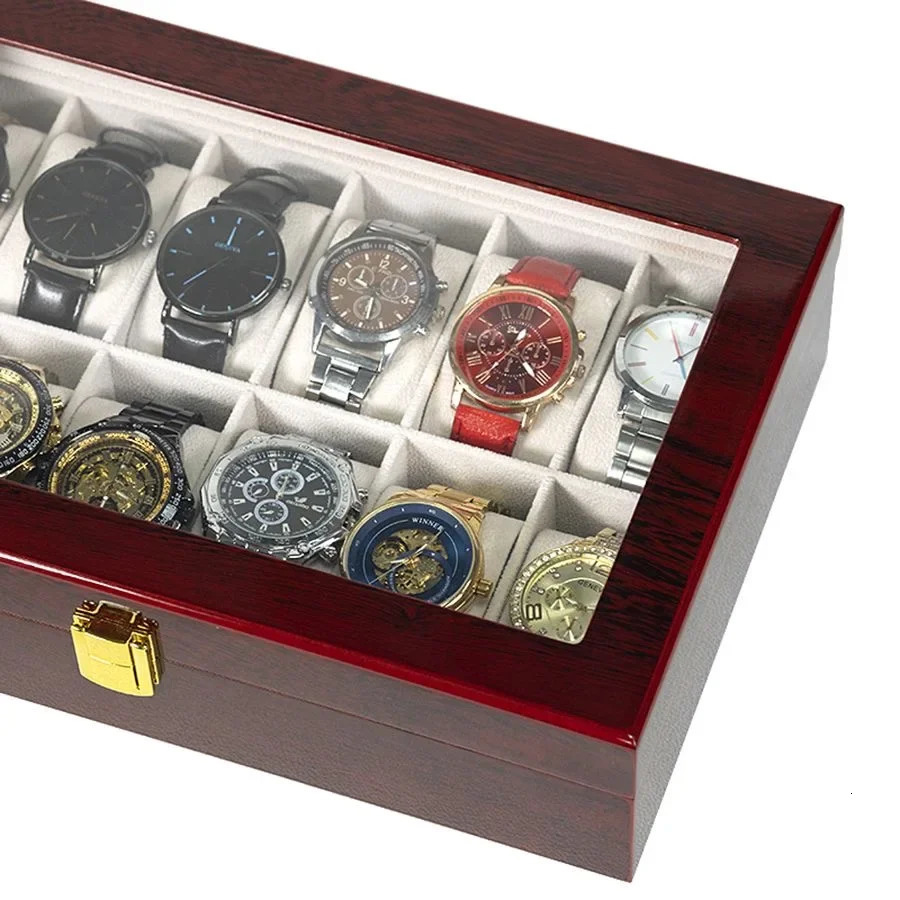 Wooden Watch Box Eco-Friendly Watch Storage Case with 1/2/3/5/6/10/12 Slots Travel Organizer for Men Watch Gift Box 260327