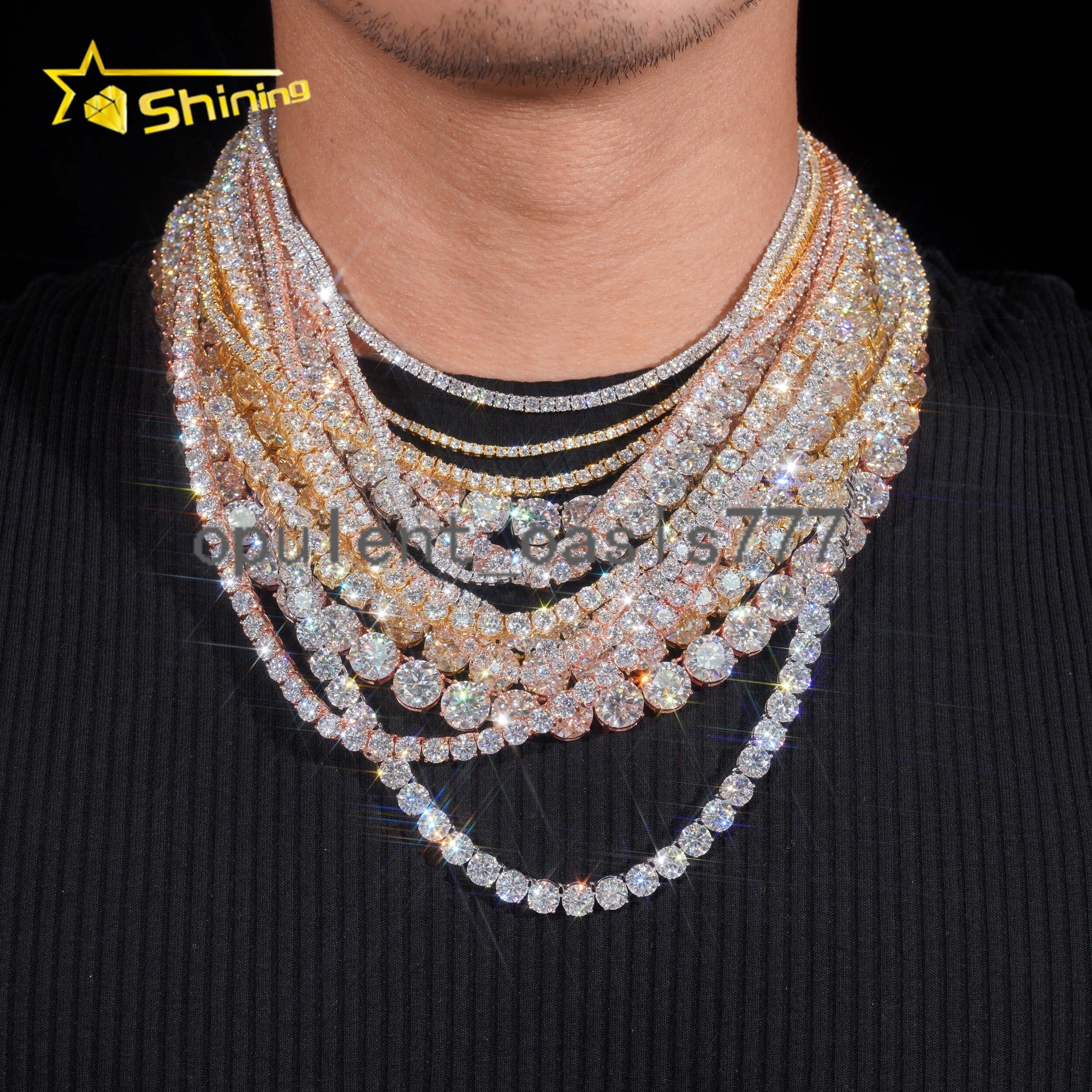 Hot Sale Classic Basket Prong Setting 925 Silver VVS Diamond Bracelet Necklace Moissanite Tennis Chain