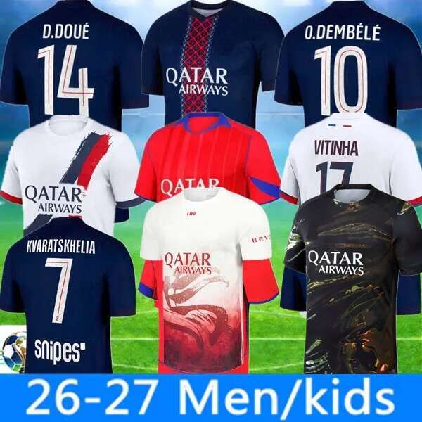 2025 2026 maillot de foot KVARATSKHELIA soccer jersey CHEVALIER JOAO NEVES HAKIMI football shirt 25 26 Fourth BARCOLA Zaire-Emery O.Dembele PARIS final PSGES men 8