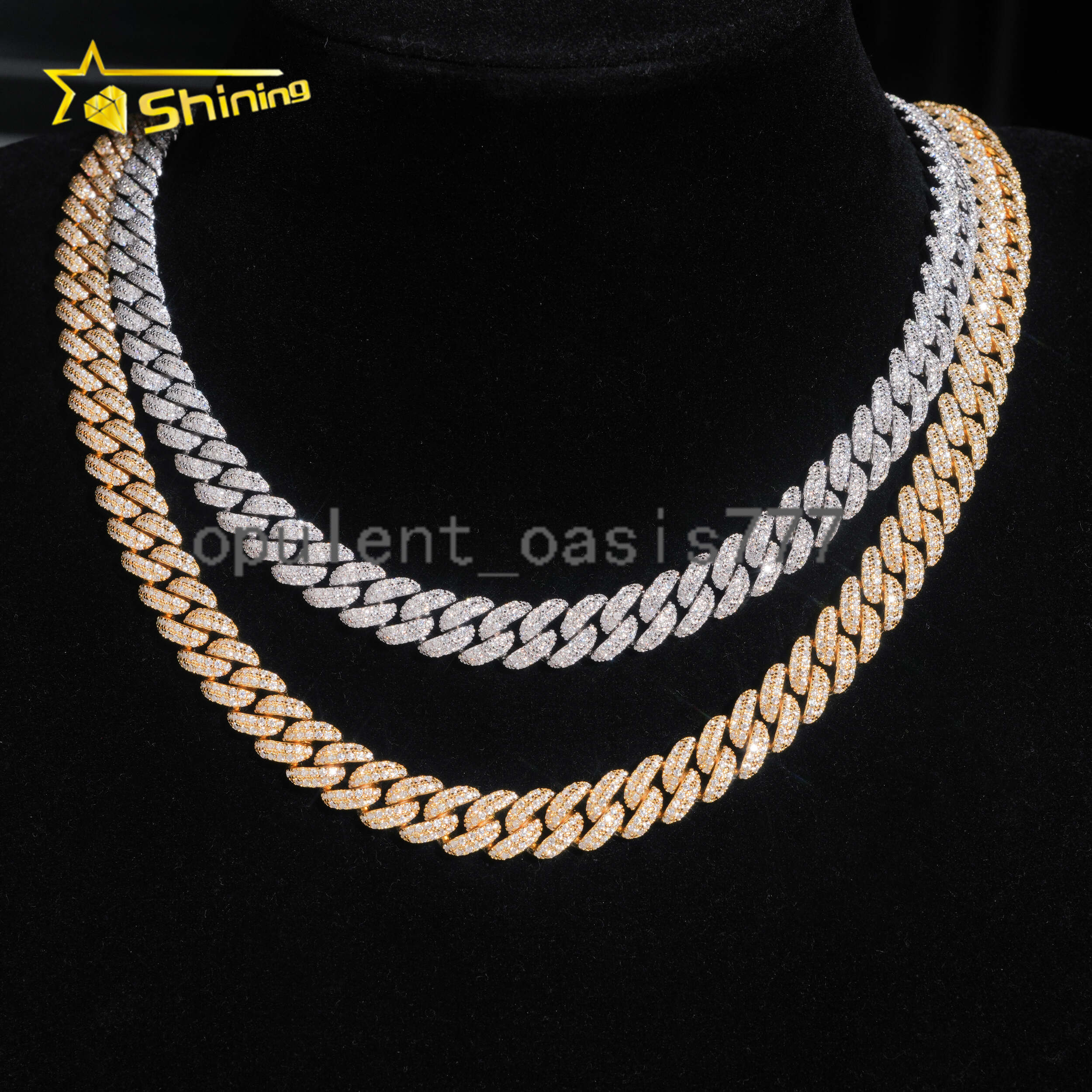Hip Hop Jewelry Iced Out Link Chain Men 925 Silver 8MM 10MM Moissanite Cuban Link Chain Fashion Moon Shape Cuban Necklace
