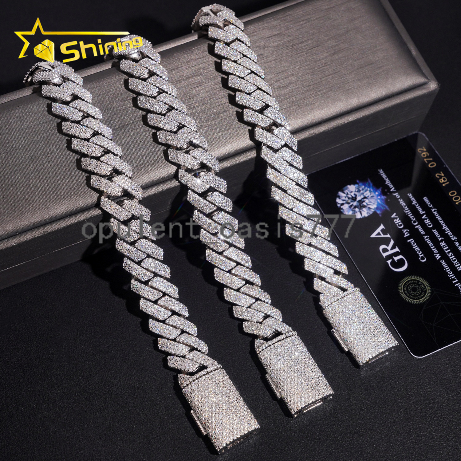 Hip Hop Mens Bracelet Fine Jewelry 925 Sterling Silver 15mm 3rows 4rows Moissanite Cuban Bracelet GRA Certificated