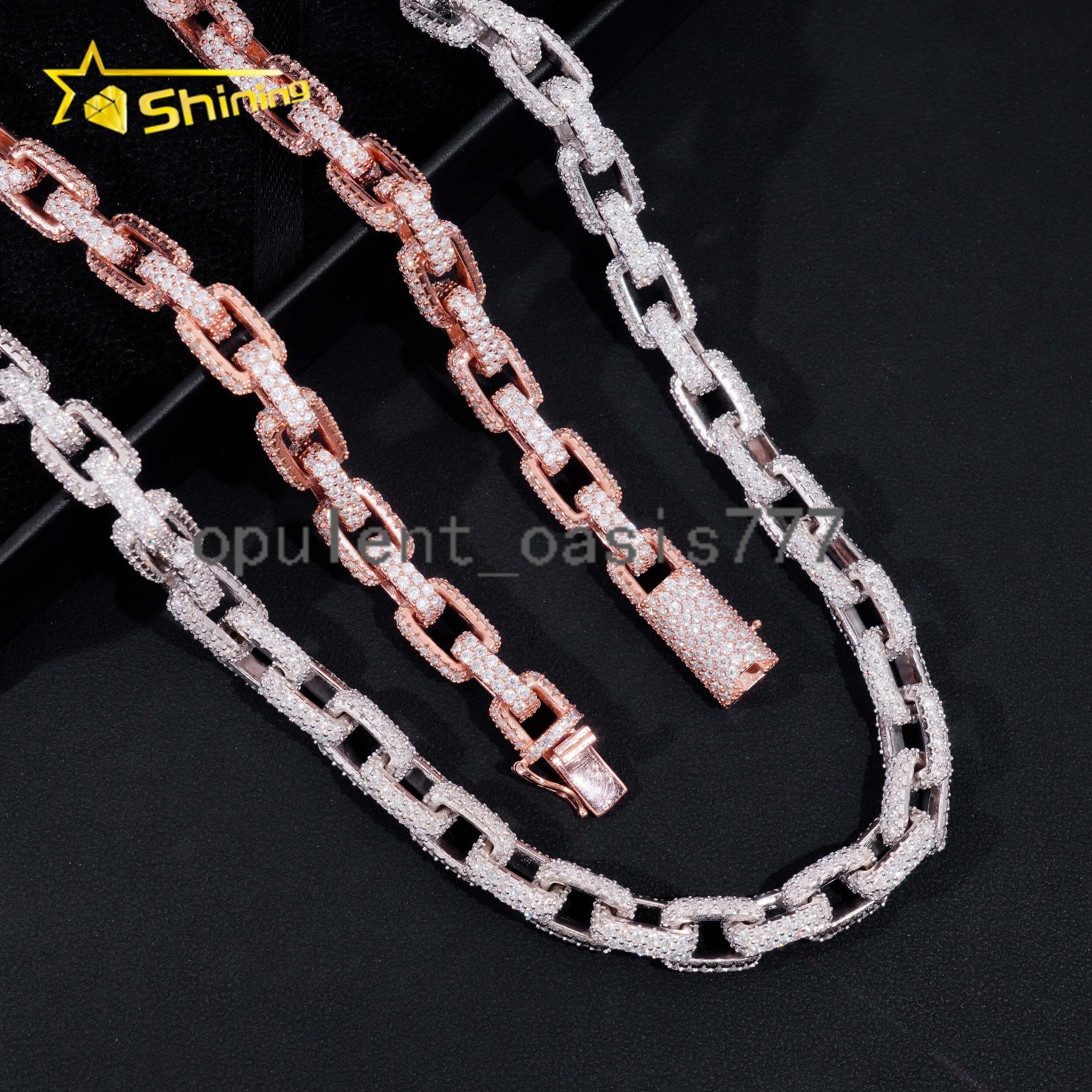 New Arrivals Moissanite Diamond VVS 925 Silver Rose Gold 10mm Infinity Link Unique Hip Hop Necklaces Cuban Link Chain