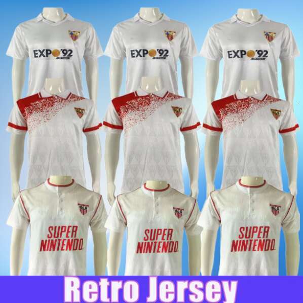 87 90 SeViLleS LUKEBAKIO soccer jerseys Retro 93 94 ISAAC SOW SAUL SUSO J.NAVAS GUDELJ camiseta football shirt EJUKE PEQUE Men Kids Kit socks sets retro 91 92