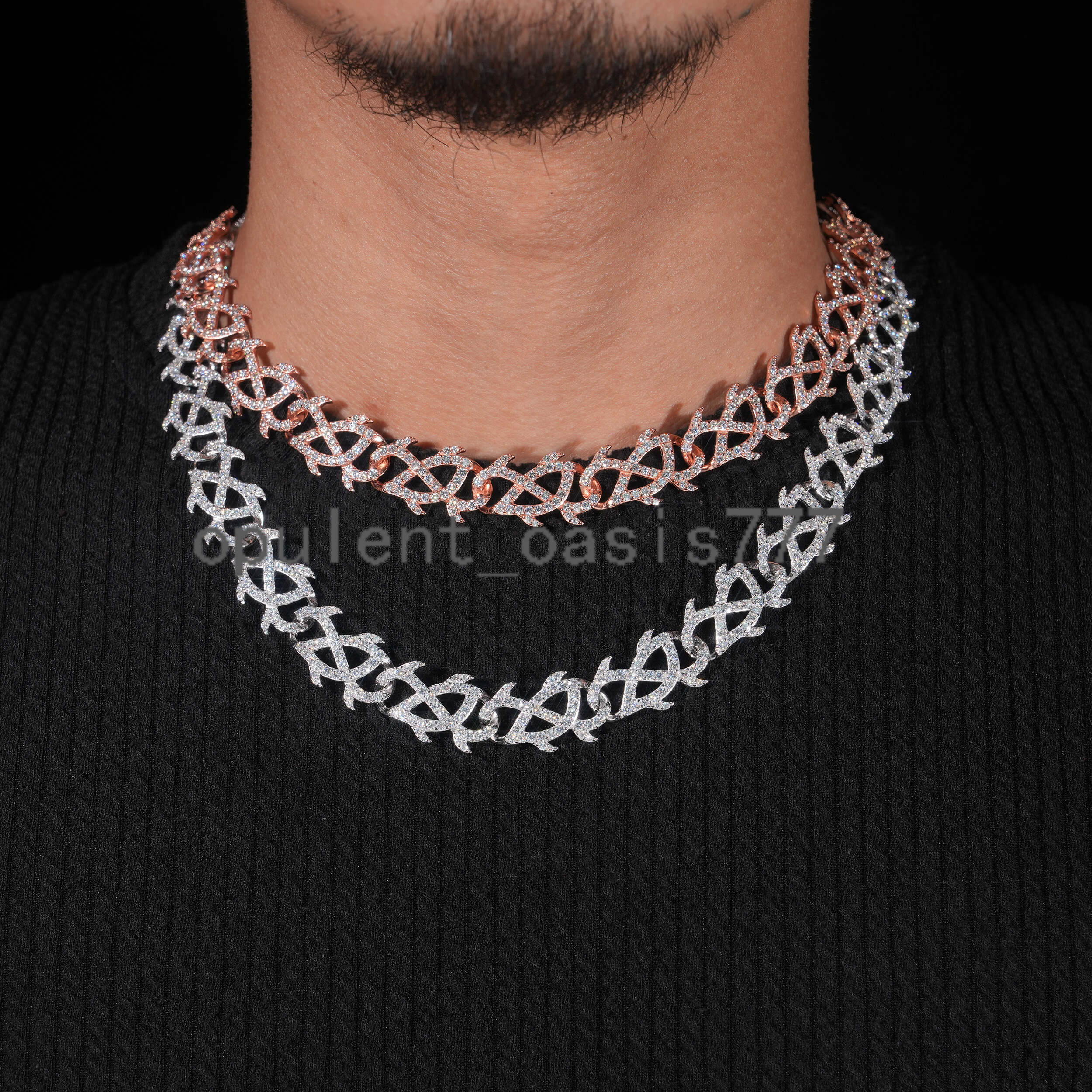 Hip Hop 15mm Thorns Style Cuban Link Chain 925 Sterling Silver Moissanite Jewelry GRA Certificated Iced Out Mens Chain Necklace