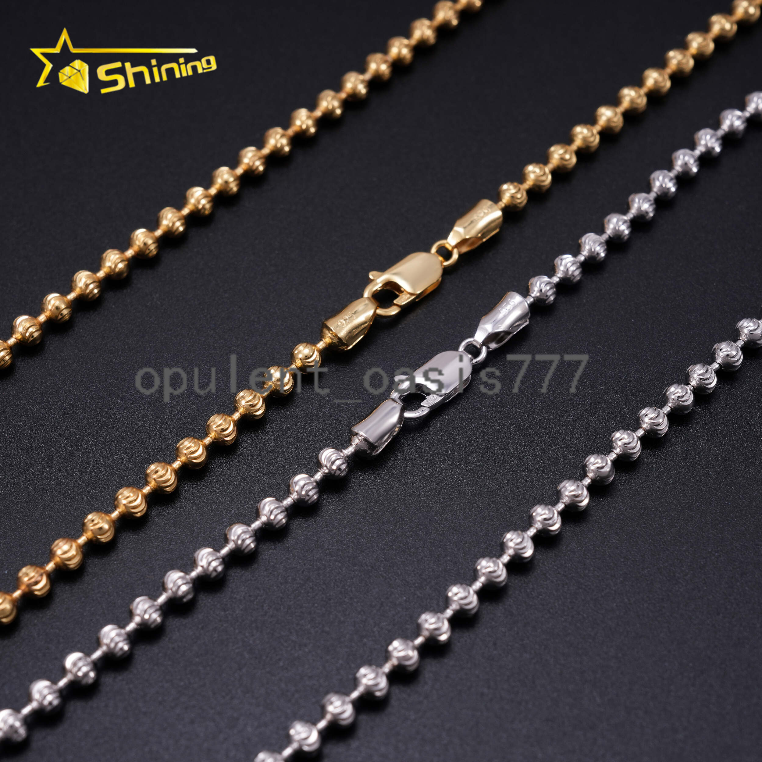 Factory Wholesale Moon Cut Beads Chain Sterling 925 Silver Trendy Jewelry Daily Cuban Link Chain Necklace 4mm Chain