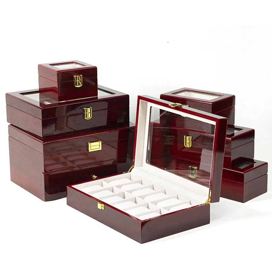 Wooden Watch Box Eco-Friendly Watch Storage Case with 1/2/3/5/6/10/12 Slots Travel Organizer for Men Watch Gift Box 260327