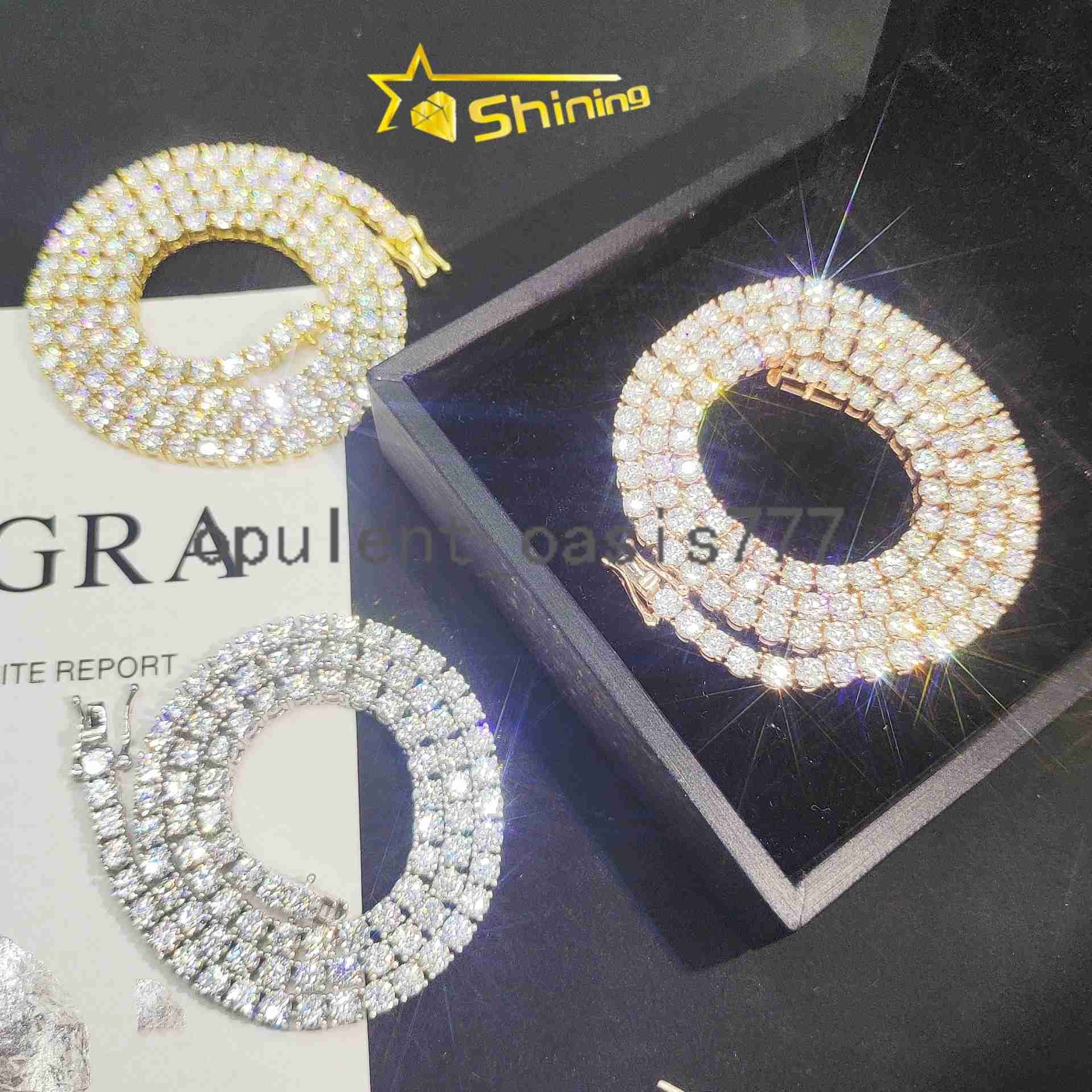 Bulk Stock Drop Shipping Hip Hop Hot Selling Pass Diamond Tester VVS D Moissanite 925 Sterling Silver Tennis ChainBracelet