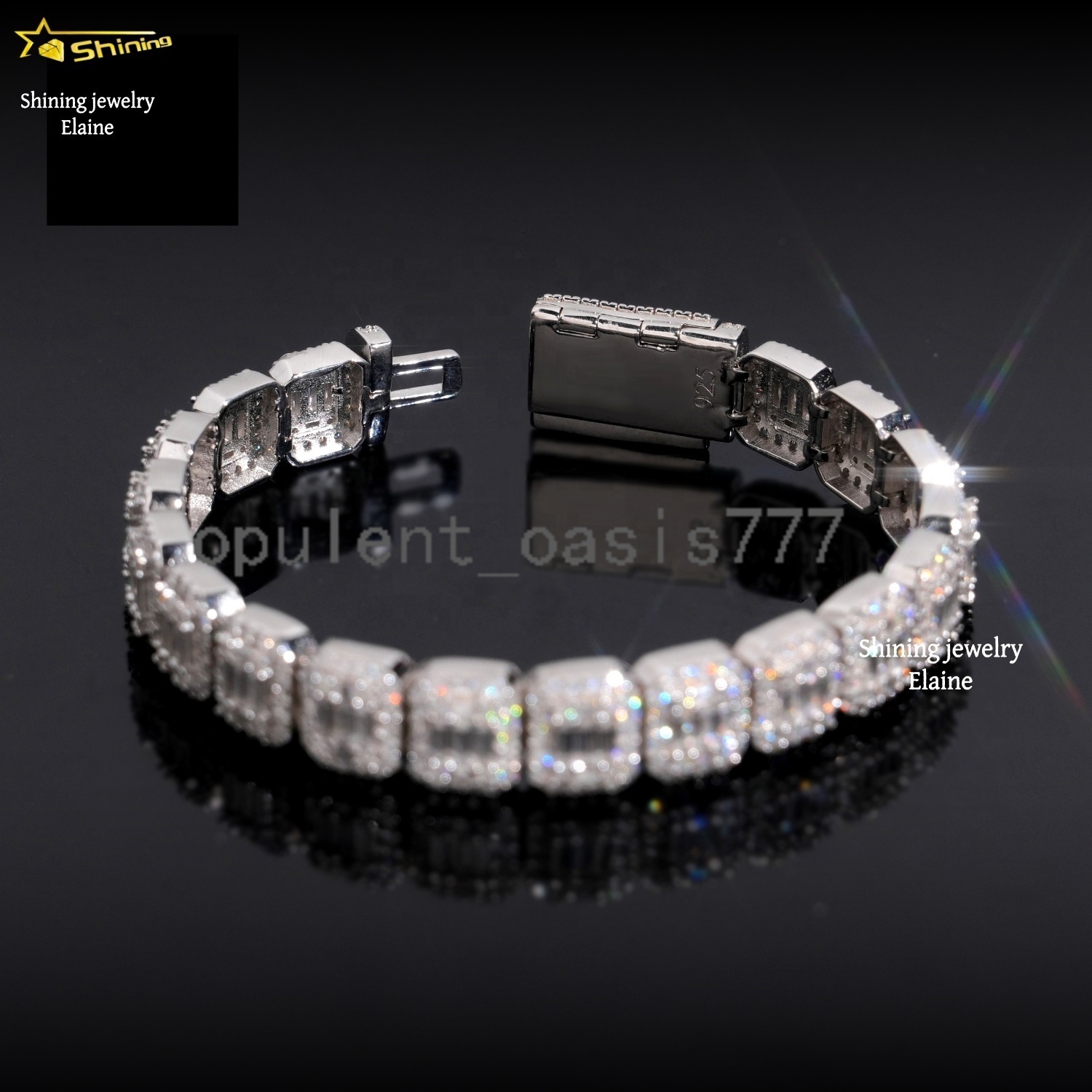 Fashion Jewelry Wholesale Price 10MM 925 Sterling Silver Iced Out Hip Hop VVS Moissanite Diamond Cuban Link Chain Bracelet