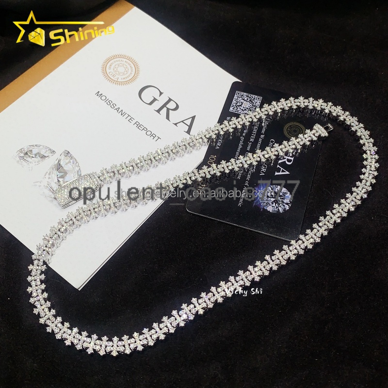 Worldwide Shipping Hip Hop Iced Out Cross Necklace Men Fine S925 Silver VVS Moissanite Cuban Link Chain Bracelet Necklace