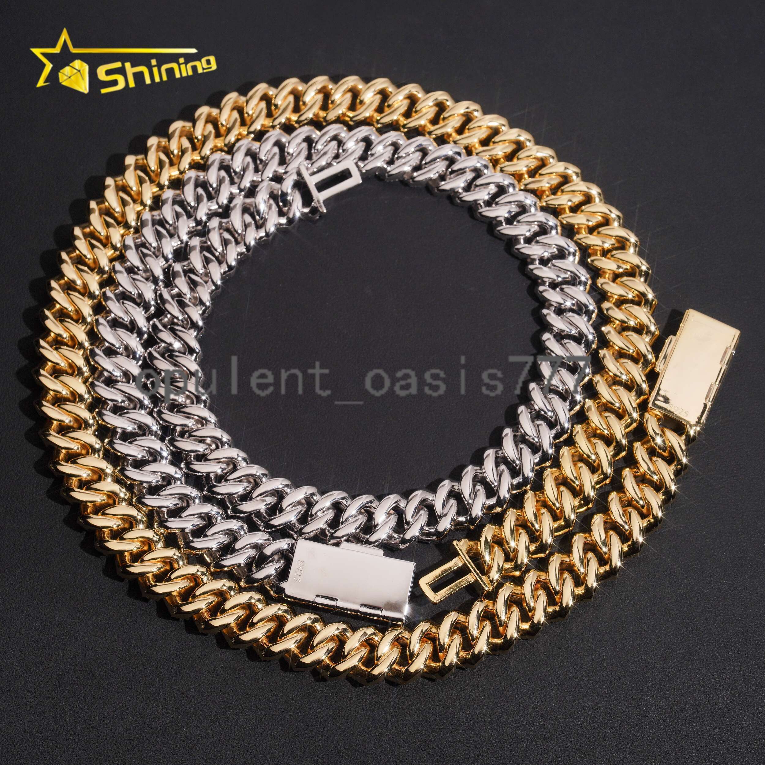 Hip Hop Style Heavy Solid Mens 16mm Moissanite Iced Out 925 Sterling Silver Cuban Link Chain