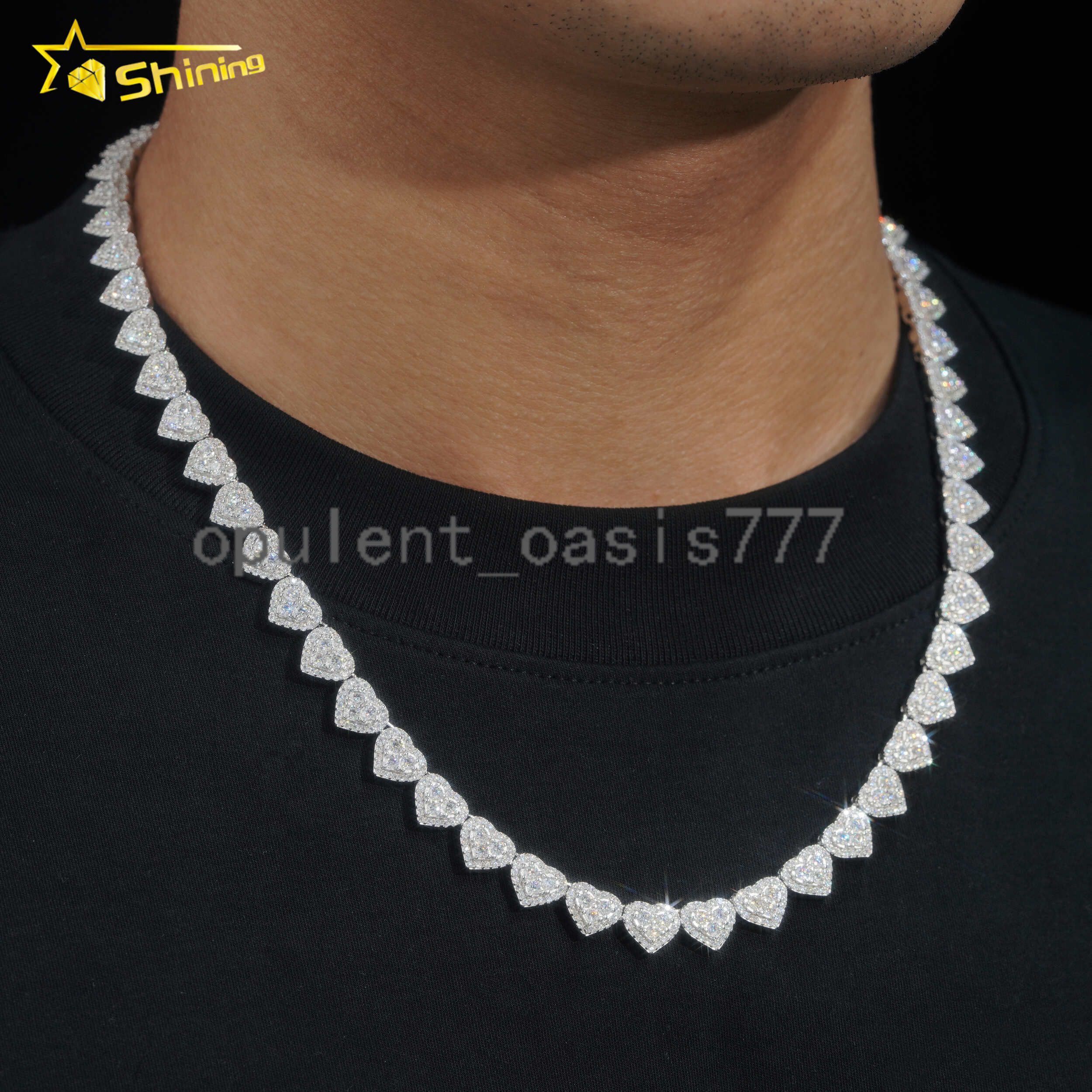 Hot Sale Heart Shape Iced Out Bracelet S925 Gold Plated VVS-FL Moissanite Fashion Chain Necklace