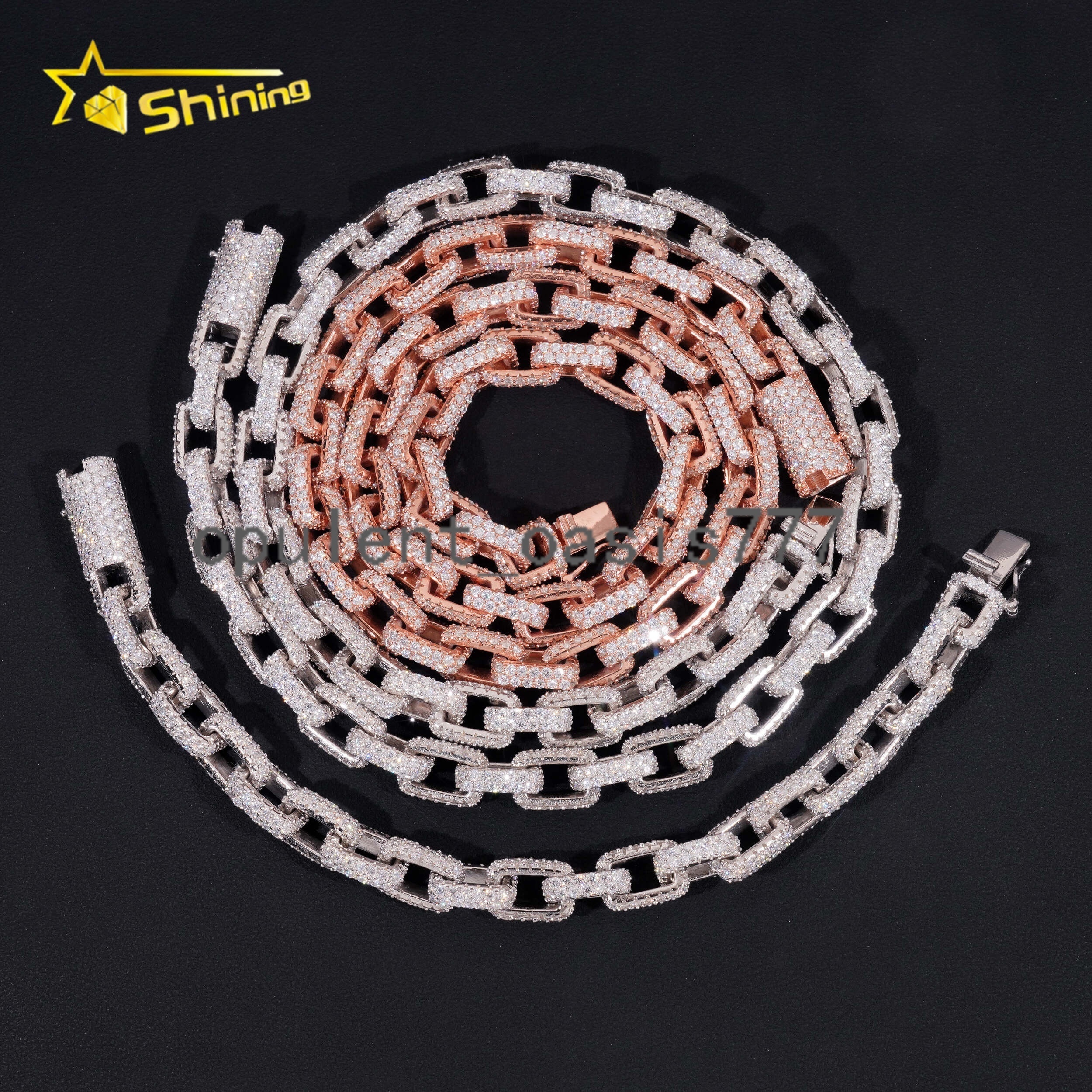 New Arrivals Moissanite Diamond VVS 925 Silver Rose Gold 10mm Infinity Link Unique Hip Hop Necklaces Cuban Link Chain