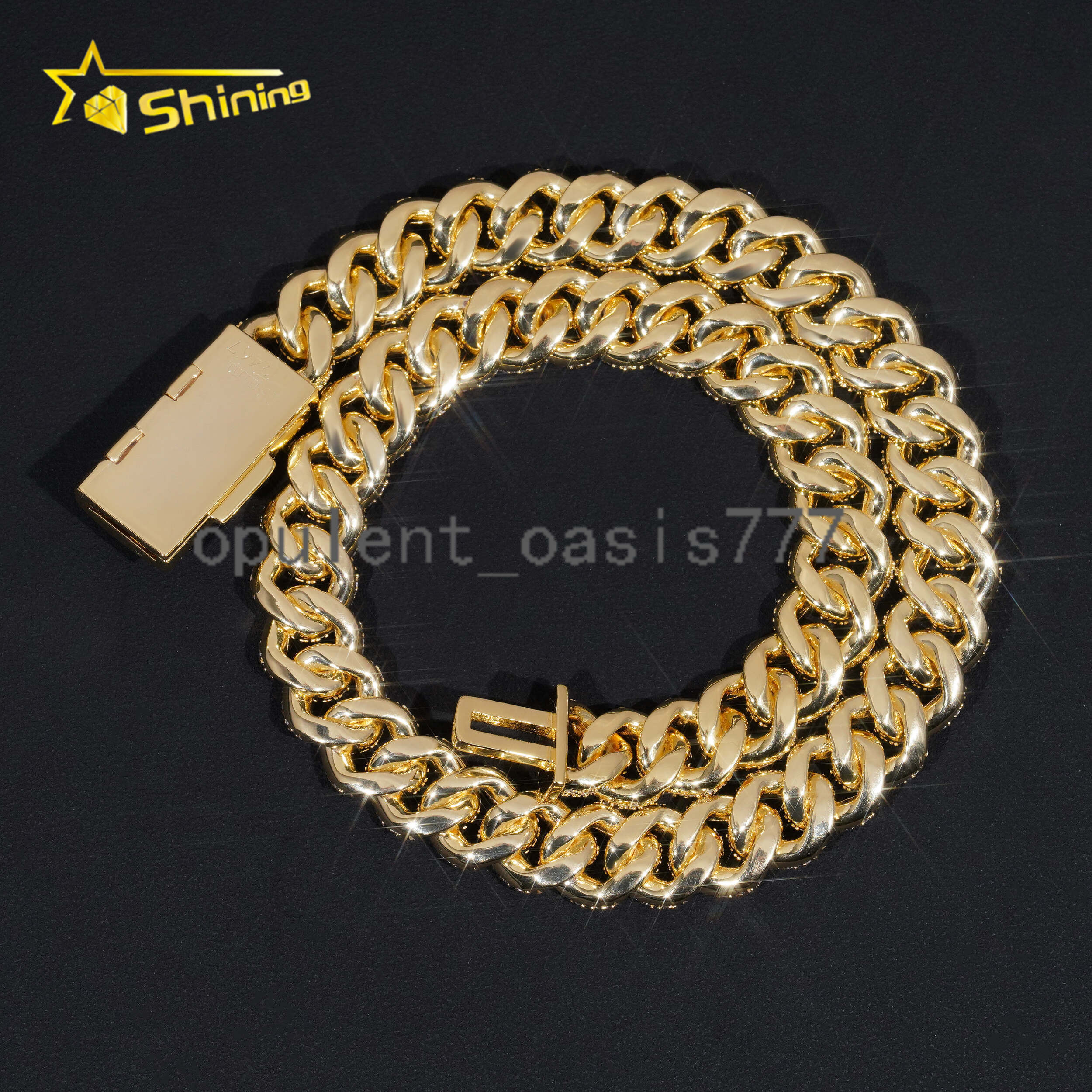 Gold Plated Pass Diamond Tester 13MM 925 Silver Iced Out Moissanite Cuban Link Chain Men Hip Hop Chain Necklace