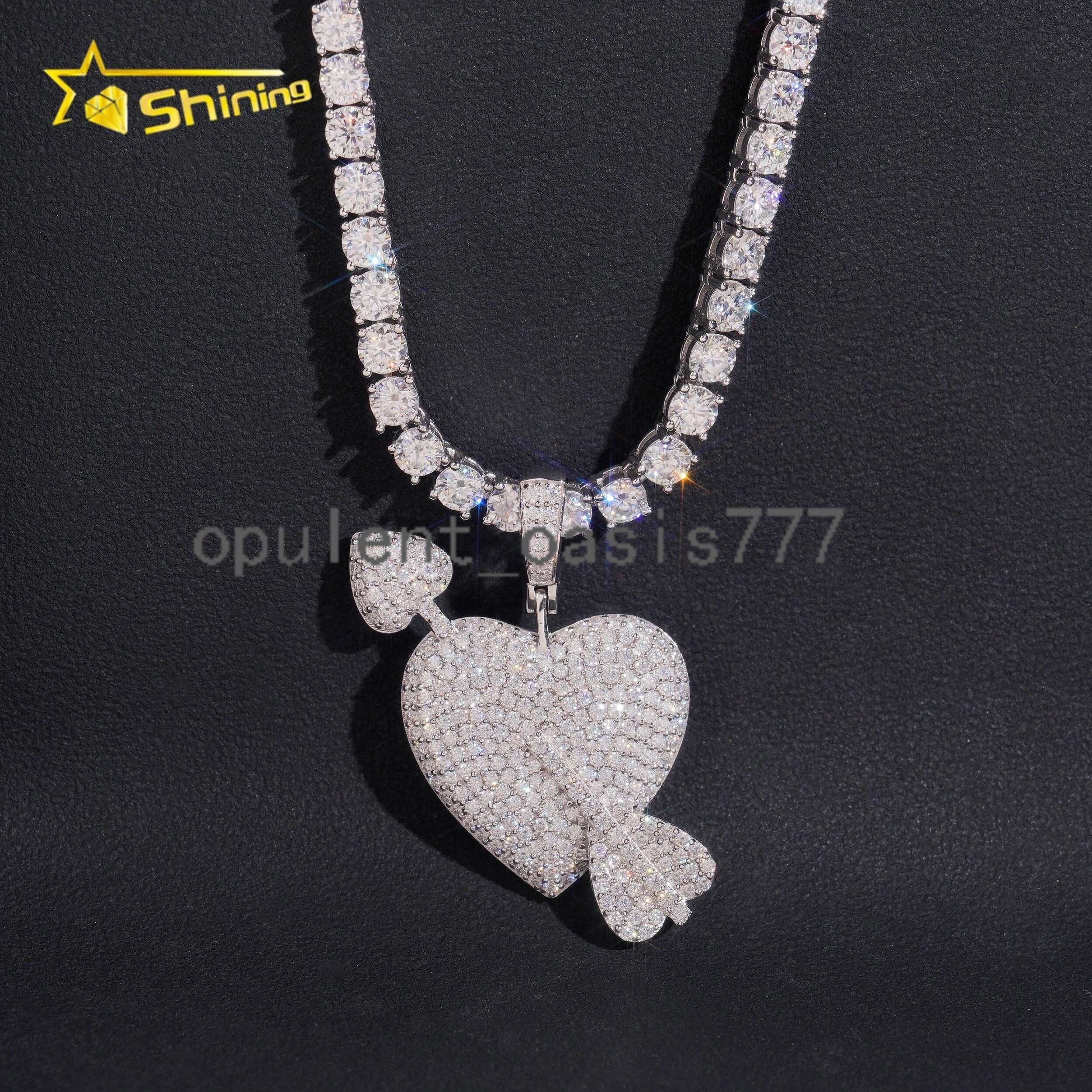 Hip Hop Jewelry Romantic Iced Out Gift 925 Silver Hot Selling Rose Gold Heart VVS Moissanite Pendant