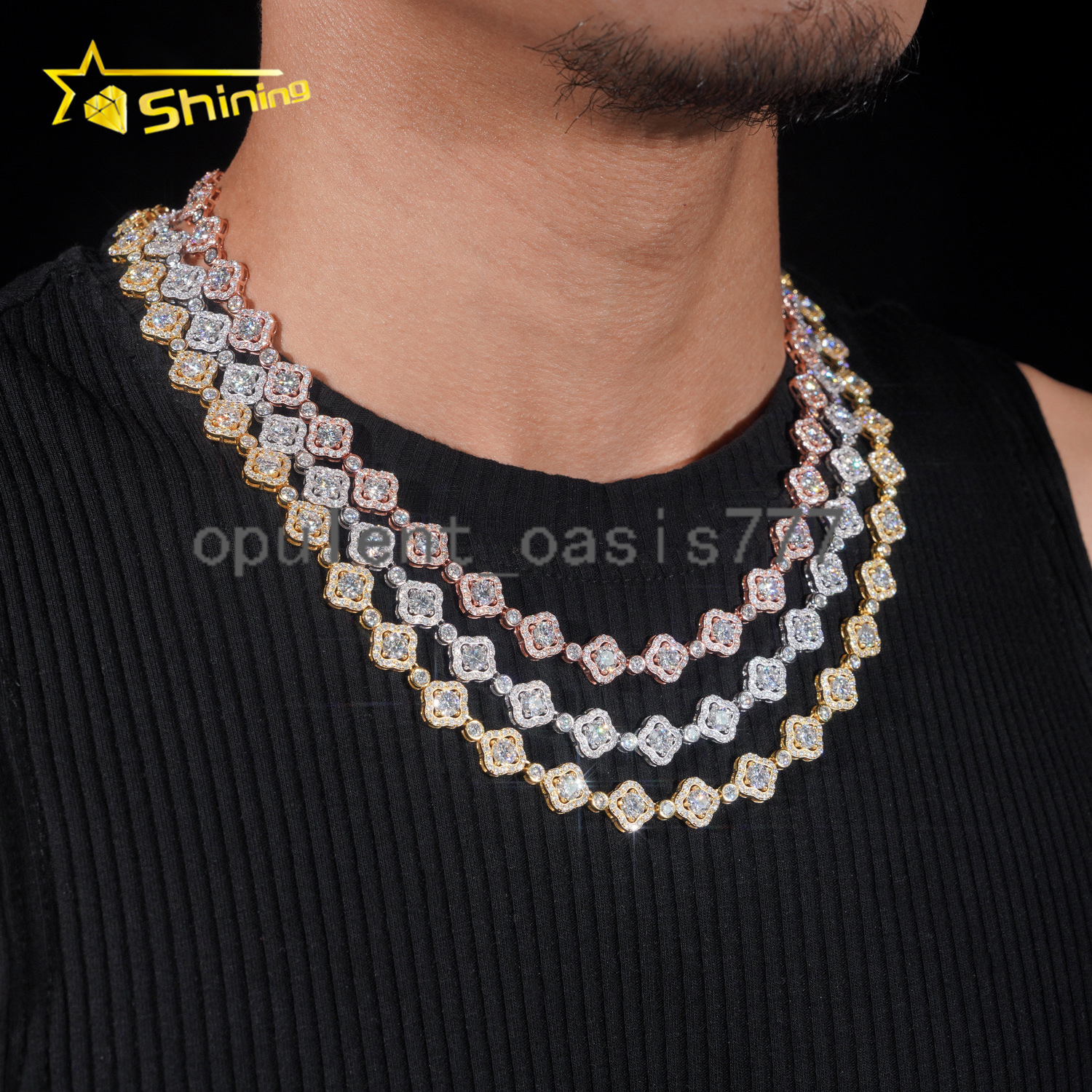 Pass Diamond Tester Iced Out Moissanite Sterling Silver Cuban Link Chain Hip Hop Men Moissanite Cuban Bracelet Necklace