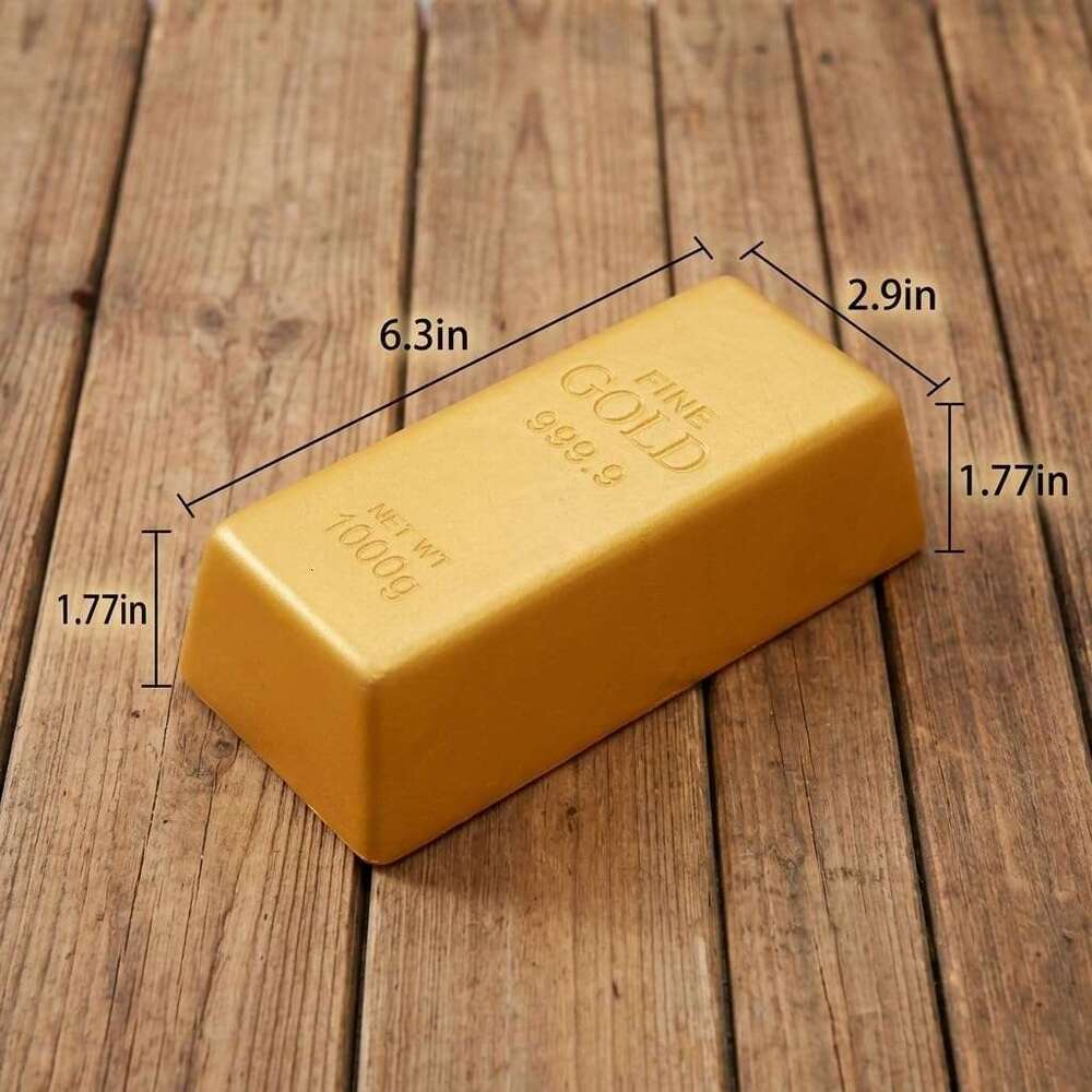 Fake Bar Toy - Slow Rising Gold Brick Taba Squishy Squeeze Toys for Stress Relief, Large Fidget Toy, Funny Gag Gift & Party Favors dbf