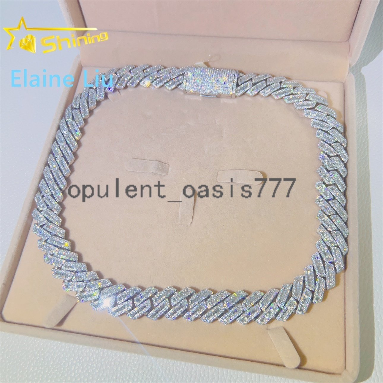 Sterling Silver 925 Pass Diamond Tester VVS Moissanite Necklace 18mm Hip Hop Iced Out Jewelry Miami Cuban Link Chain Necklace