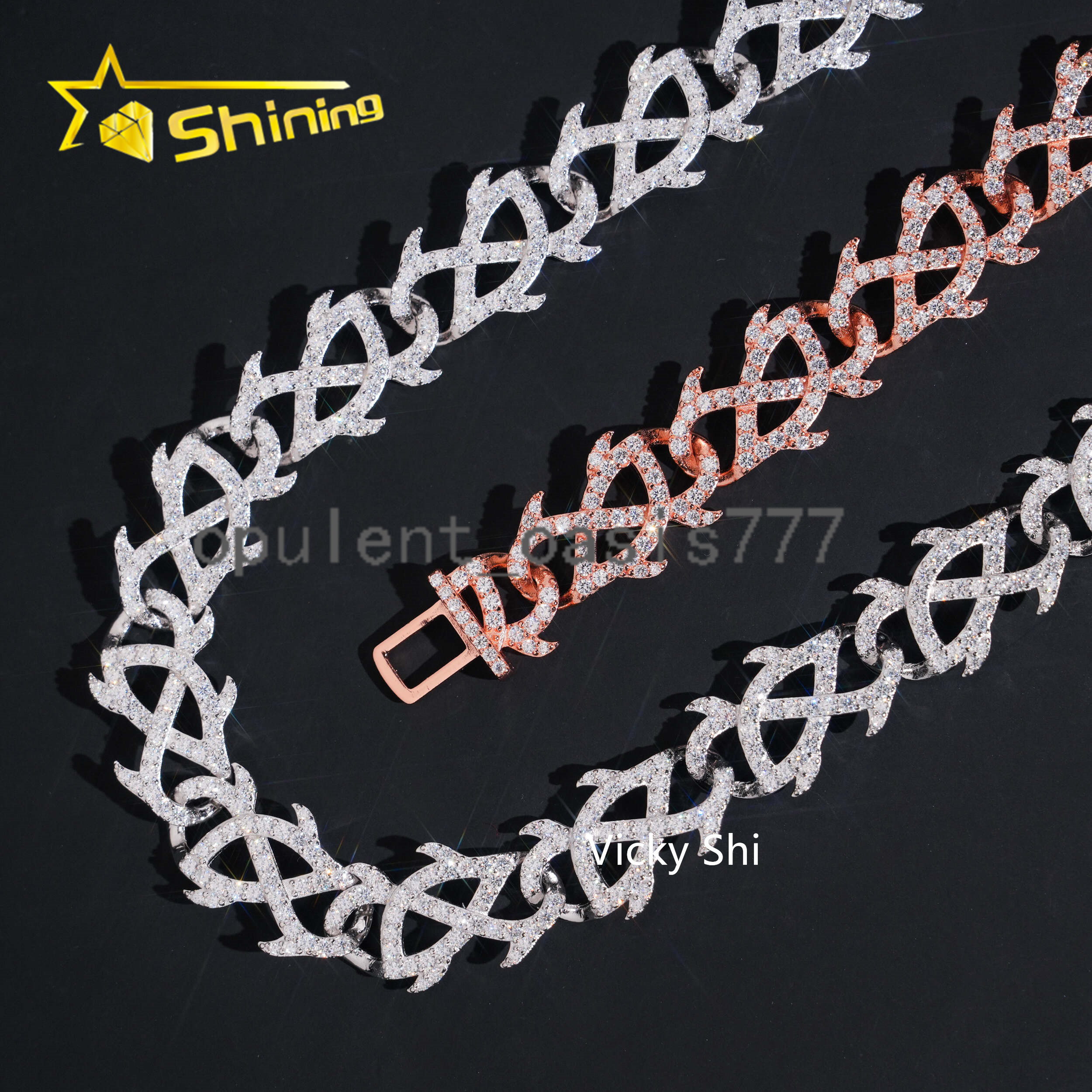 Hip Hop 15mm Thorns Style Cuban Link Chain 925 Sterling Silver Moissanite Jewelry GRA Certificated Iced Out Mens Chain Necklace