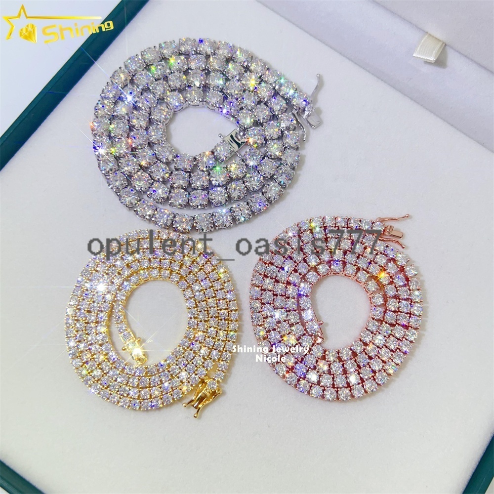 Ready to Ship Wholesale D VVS Diamond Tennis Necklace Bracelet 925 Sterling Silver Moissanite Tennis Chain