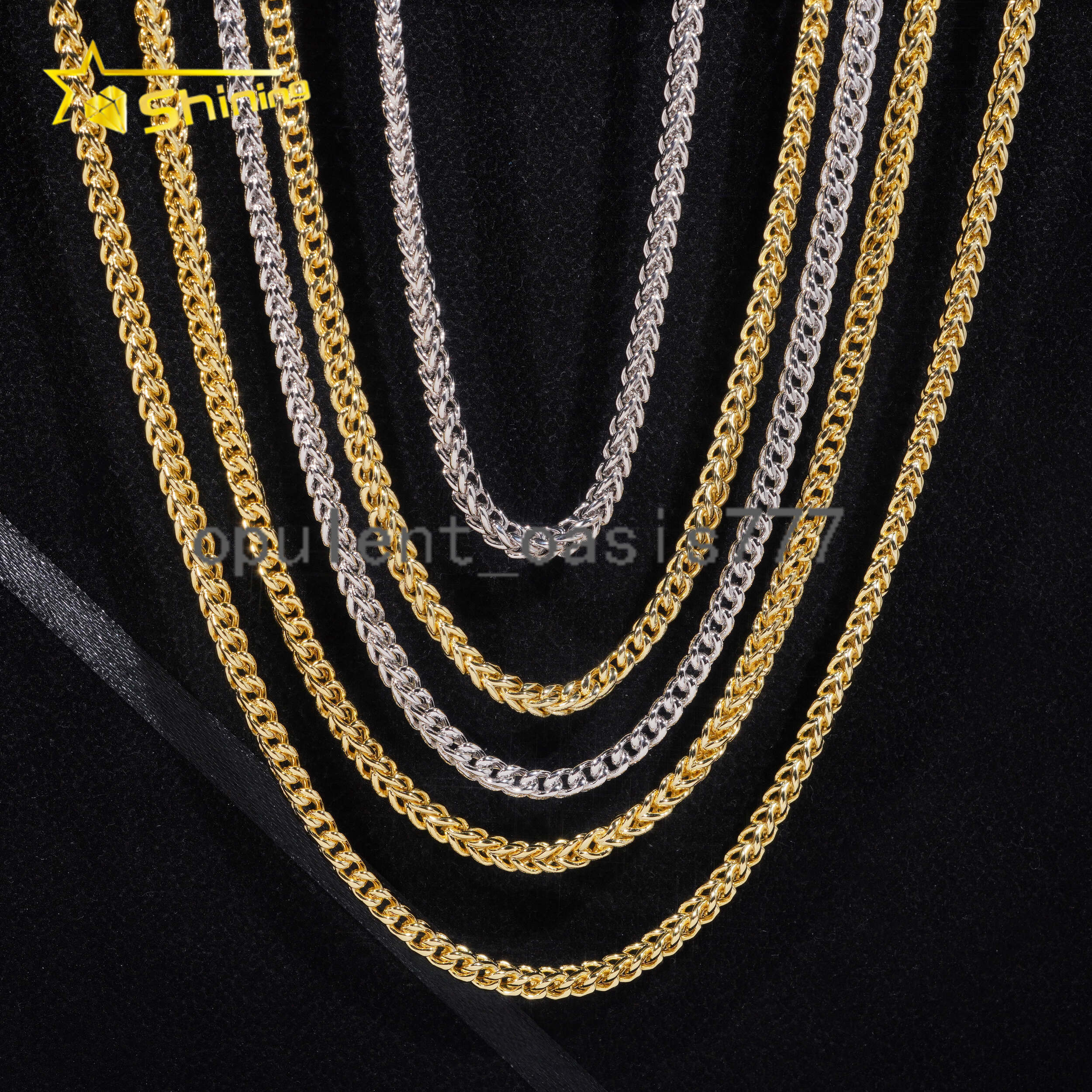 Fast Shipping Hip Hop Jewelry Necklaces Men Women Choker Necklace Fashion Gold Plated 4MM 925 silver 925 silver Moissanite Rope Chain