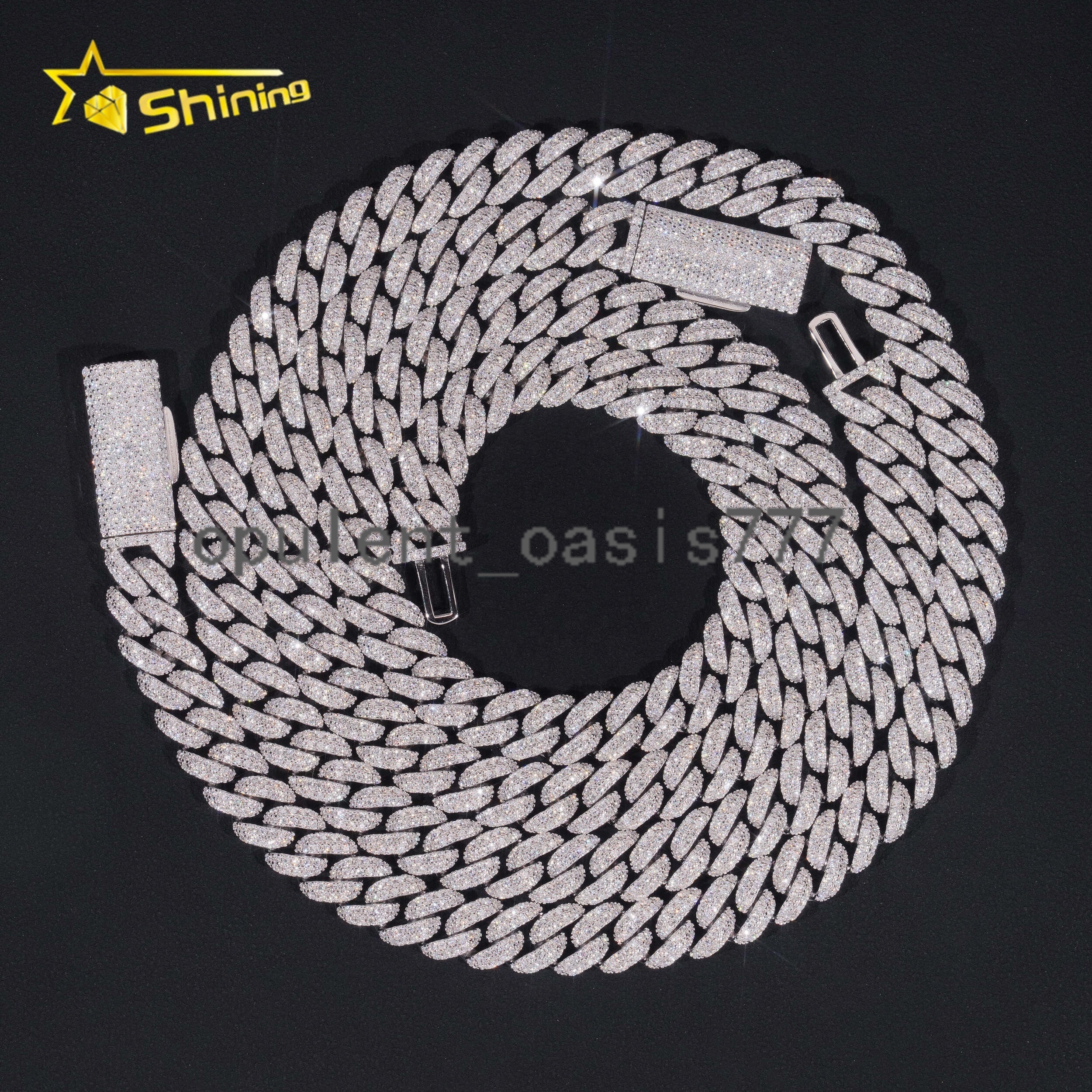 Factory Price Hip Hop Jewelry 10mm Solid 925 Sterling Silver Gold Plated GRA VVS Iced Out Moissanite Miami Cuban Link Chain