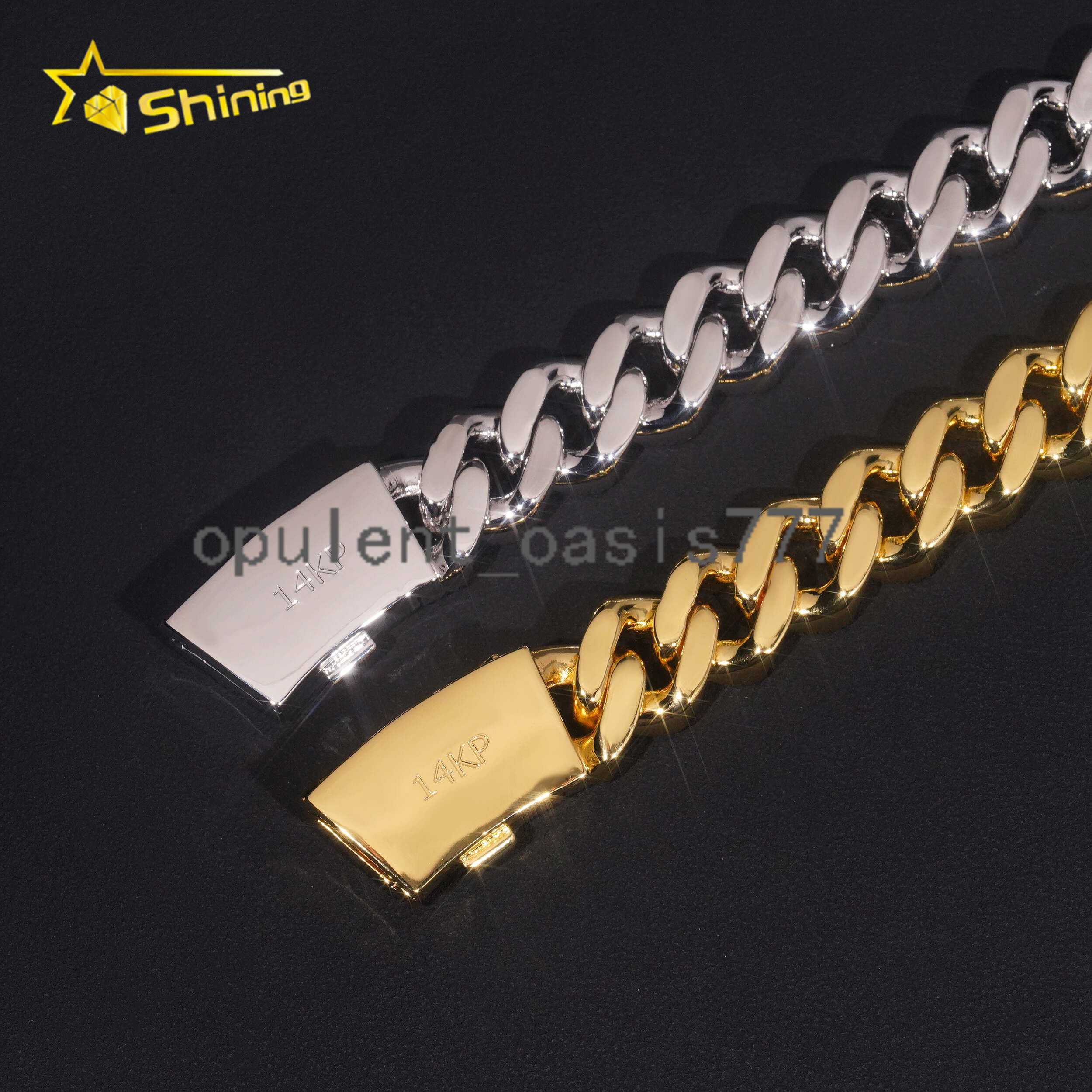 Rapper Fashion Hip Hop Jewelry Cuban Necklace 925 Silver Gold Plated 15MM Width VVS Moissanite Cuban Link Chain