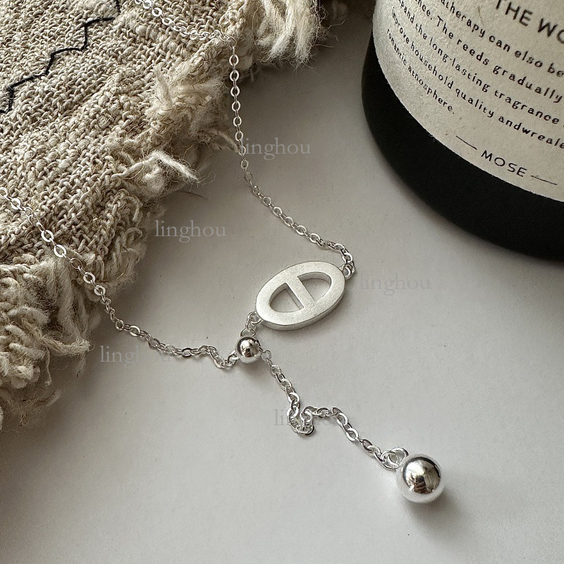 2026 Pure Silver Designer Necklace Luxury Brand Women's Jewelry Accessories High-quality Fashion Double Ring Pig Nose Necklace Trend Essential Co
