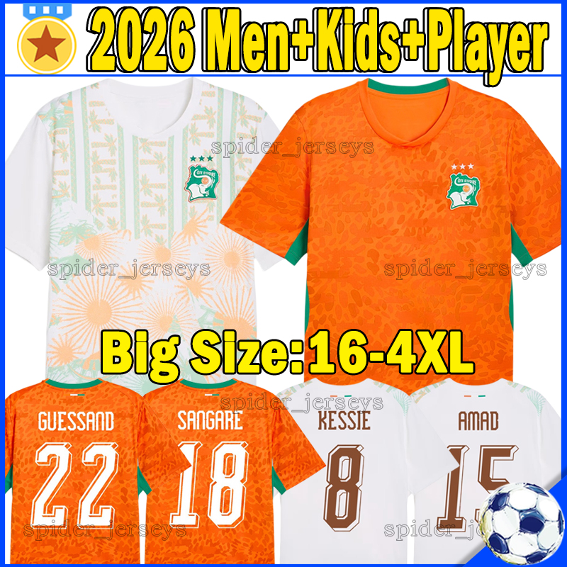 Cote d Ivoire 2026 World Cup Soccer Jerseys Ivory Coast Africa Cup of Nations Football Shirts 26 27 KRASSO KESSIE GUESSAND AMAD DIOMANDE FOFANA Retro 2000 Men Uniforms