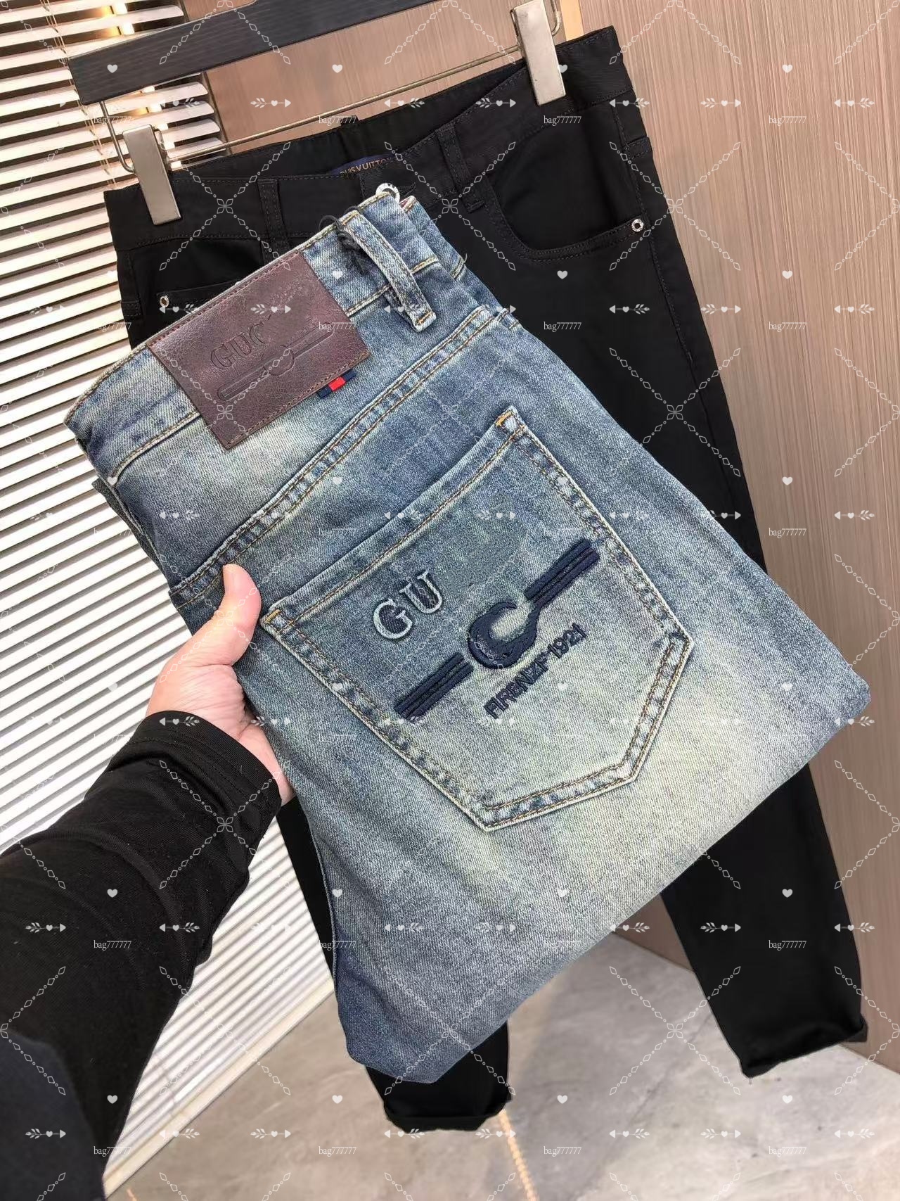 Designer jeans, men's jeans, retro style men's trousers, men's slim-fit denim long pants, casual luxury men's high-quality trousers