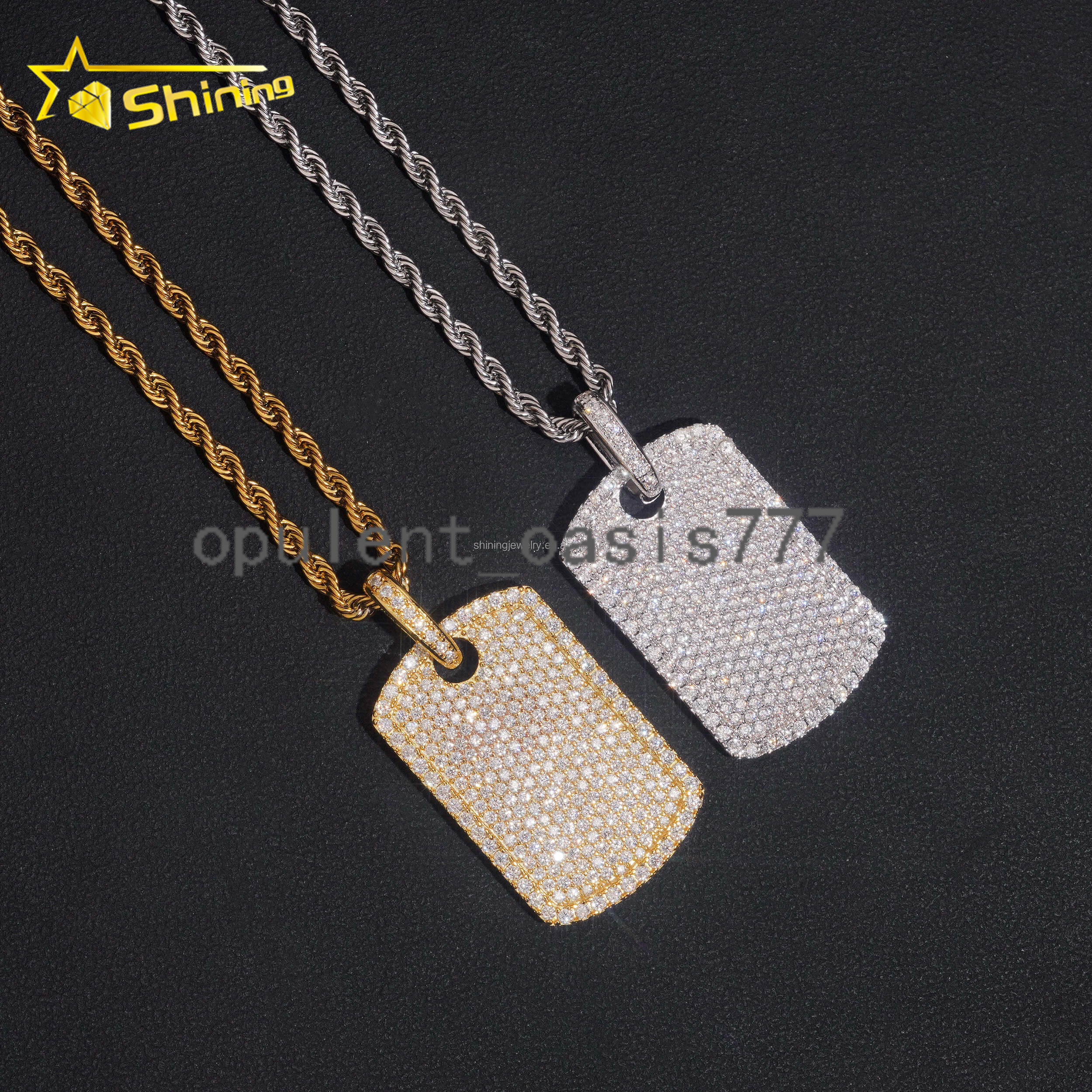 Rapper Popular Style Unisex Hot Selling GRA Certified 925 Silver Gold Plated VVS1 Moissanite Diamond Dog Tag Pendant Gift