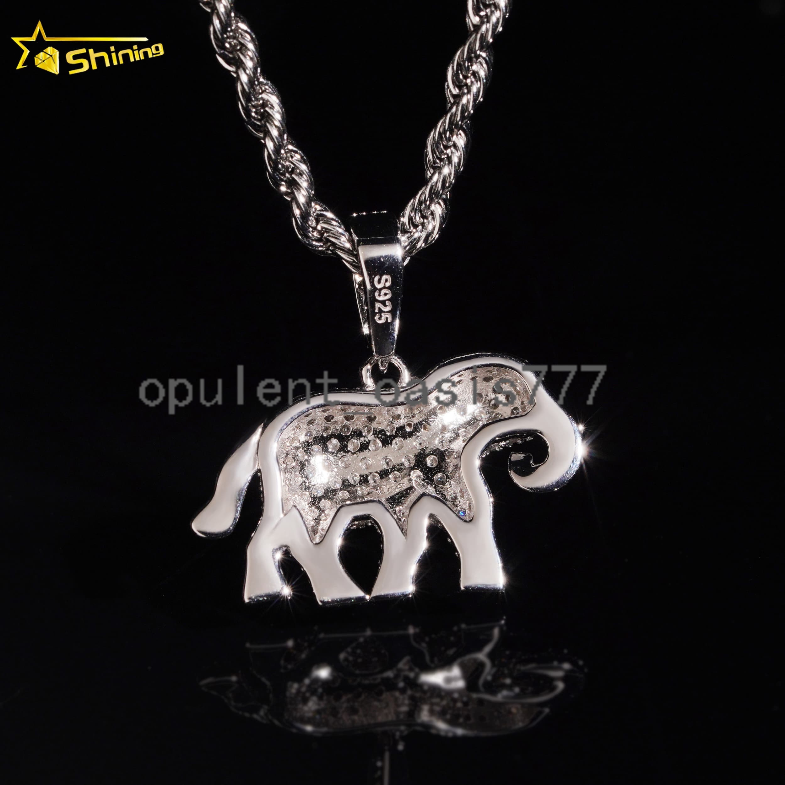 New Hip Hop Jewelry 925 Silver Gold Plated Moissanite Elephant Pendant GRA Certificated Custom Moissanite Pendant for Men