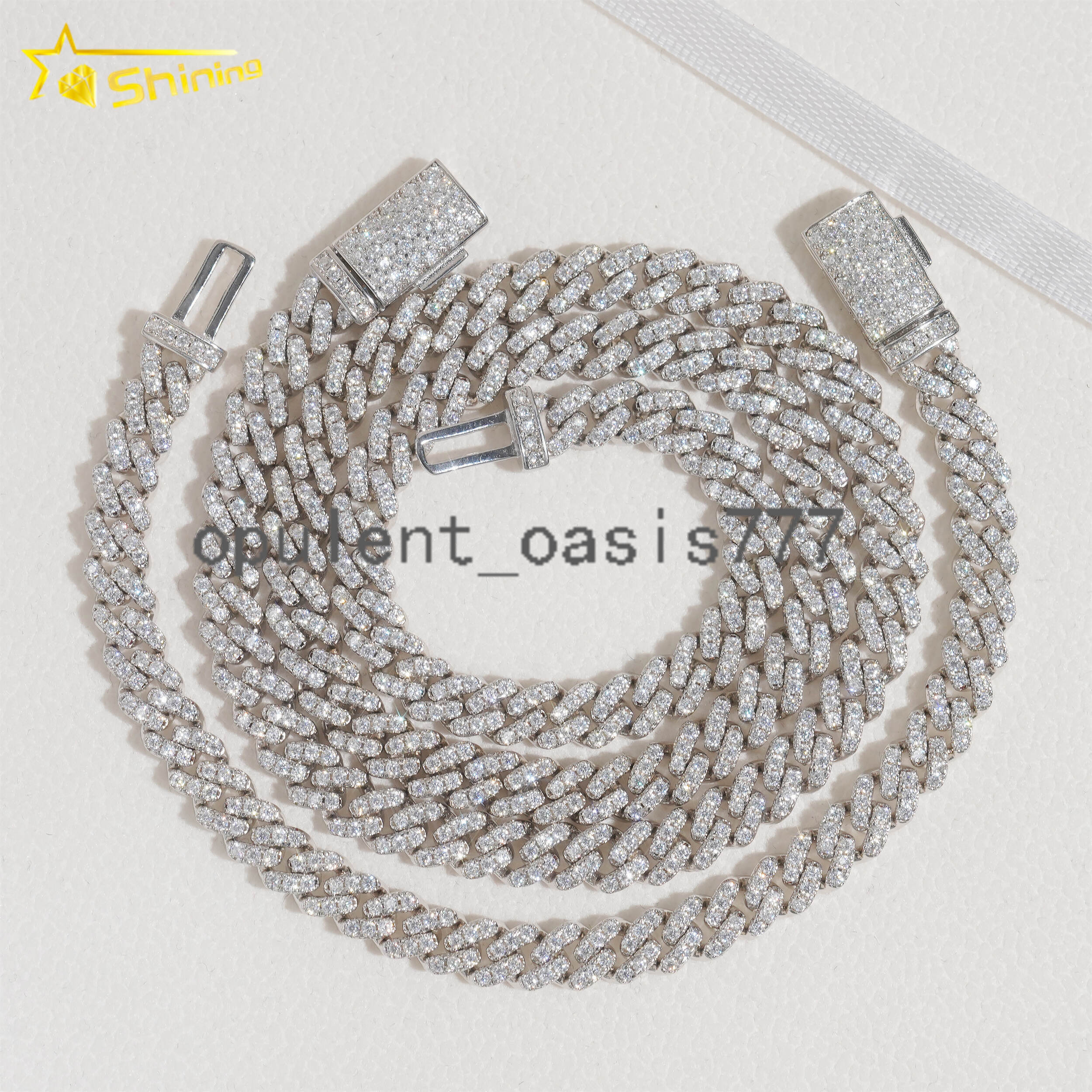 Hot Selling Hip Hop Cuban Necklace Iced Out 925 Sterling Silver Gold Plated 6MM VVS Moissanite Diamond Cuban Link Chain
