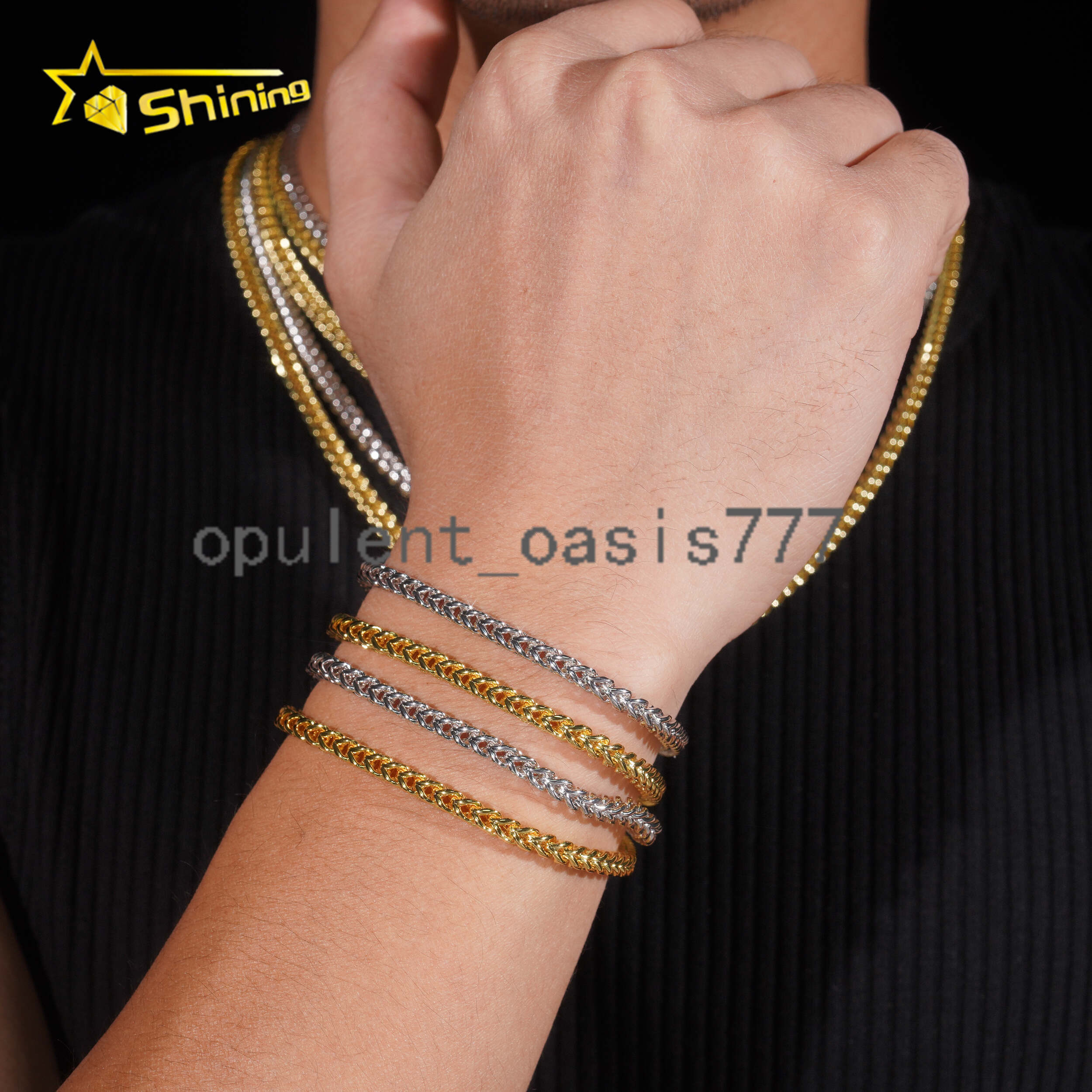 Fast Shipping Hip Hop Jewelry Necklaces Men Women Choker Necklace Fashion Gold Plated 4MM 925 silver 925 silver Moissanite Rope Chain
