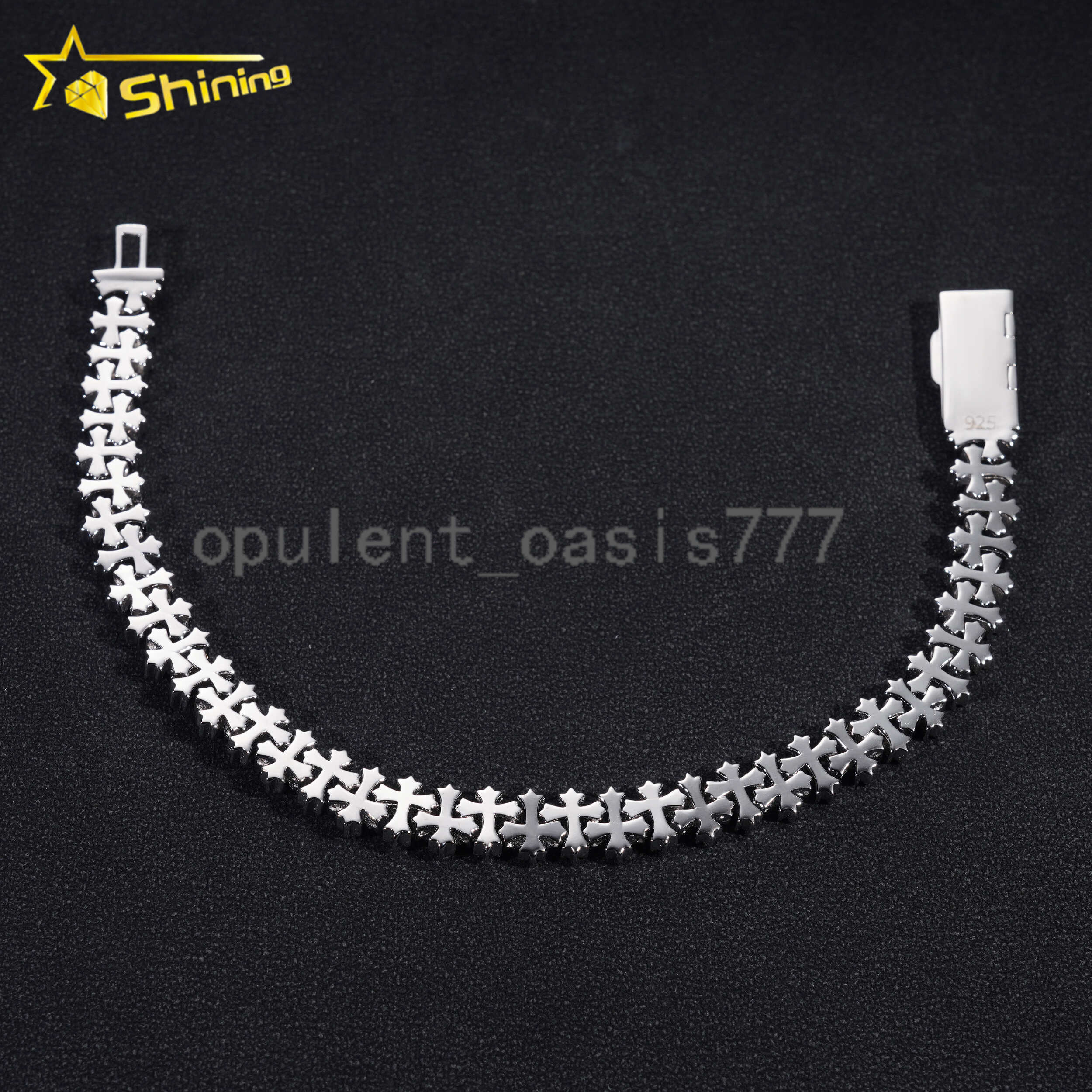 Pass Diamond Tester Silver 925 Gold Plated Hip Hop Jewelry Custom VVS Moissanite Cuban Link Chain Cross Bracelet