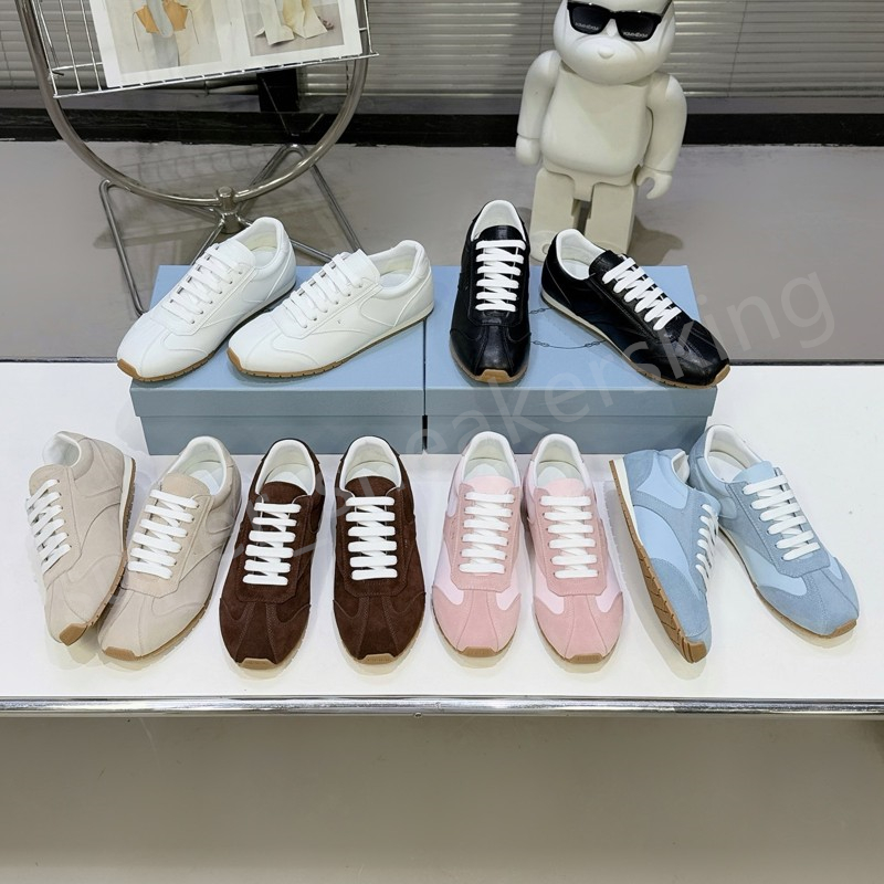 Designer Shoes Women Suede Sneakers Leather Runner Trainers Vintage Nappa Leather Twill lace up Sneakers size 35-41