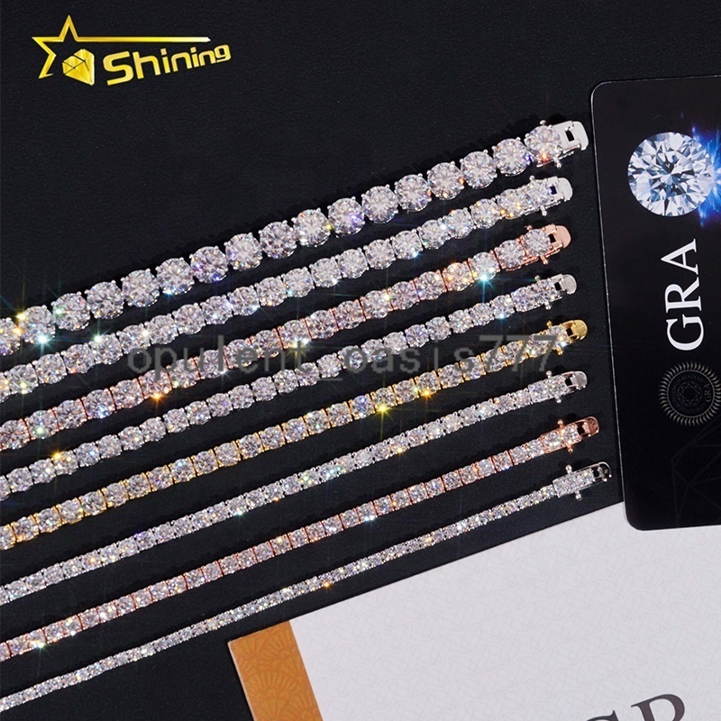 Fast Delivery Hot Sale 925 Sterling Silver Necklace Bracelet Pass Diamond Tester GRA Certified VVS Moissanite Tennis Chain
