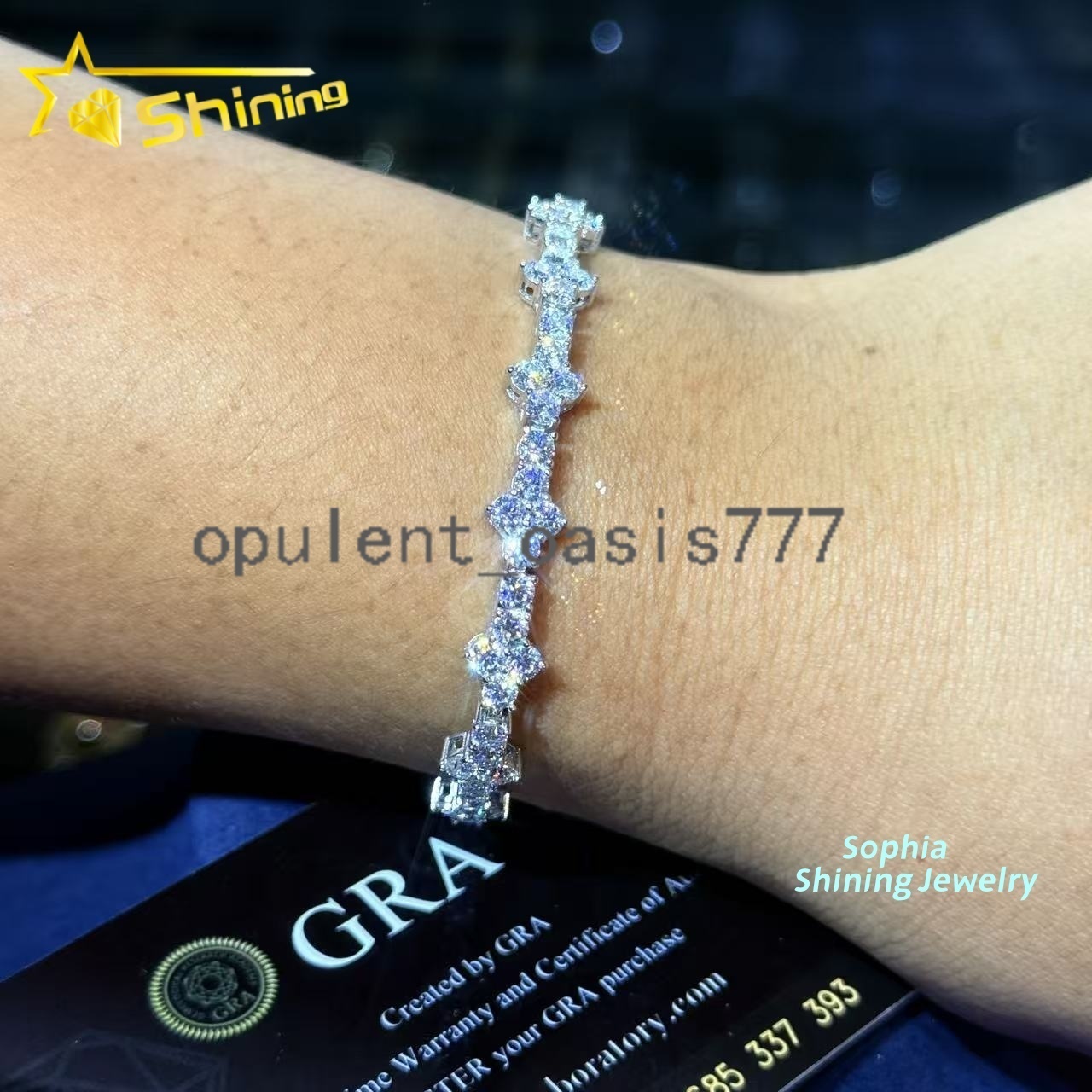 New Arrival Fashion Femme Design 925 SteRling Silver VVS Moissanite Diamond Iced Out Cross Tennis Chain Bracelet