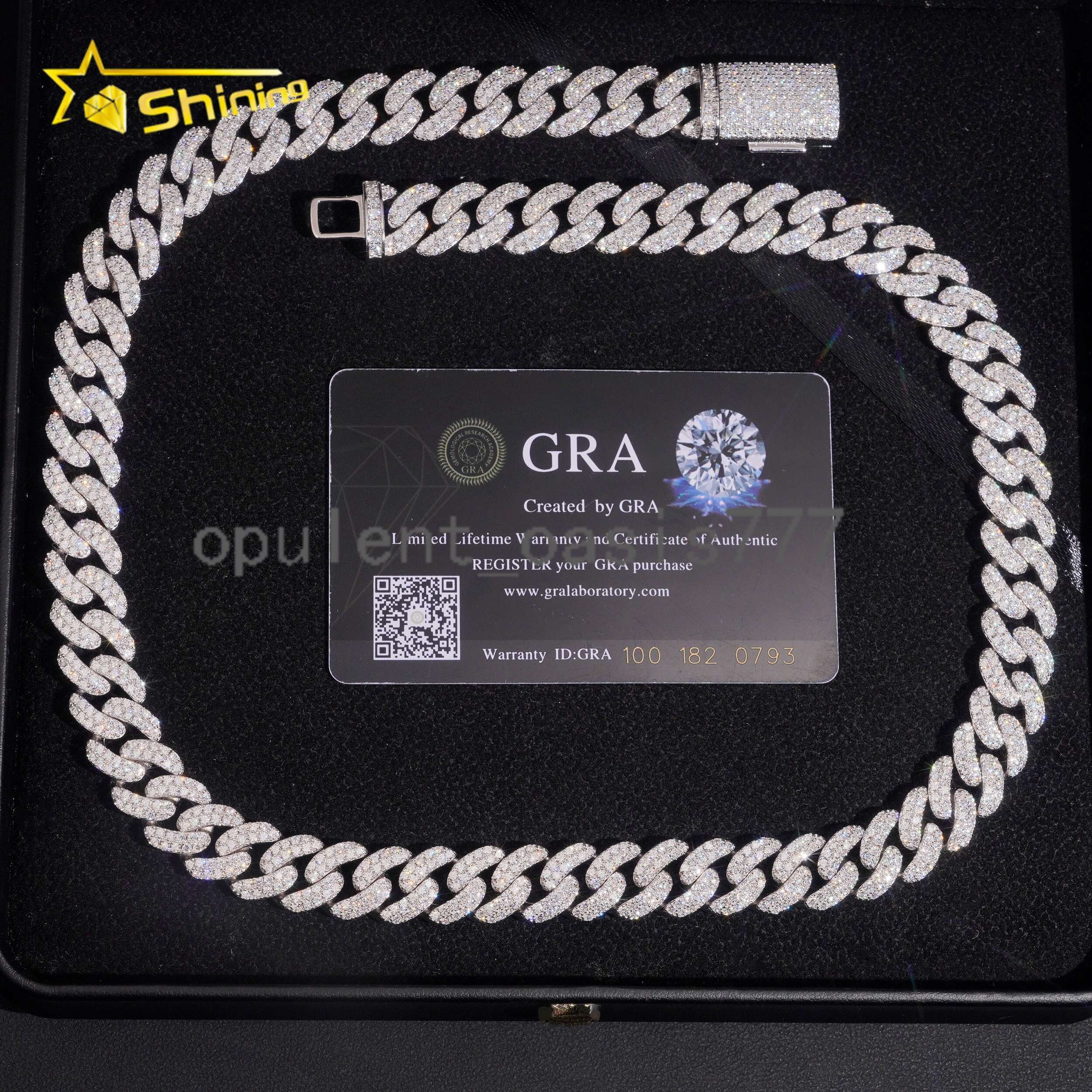 Hip Hop Jewelry 925 Silver 2Rows 10mm 13mm VVS Moissanite Cuban Link Chain Custom Iced Out Cuban Link for Men