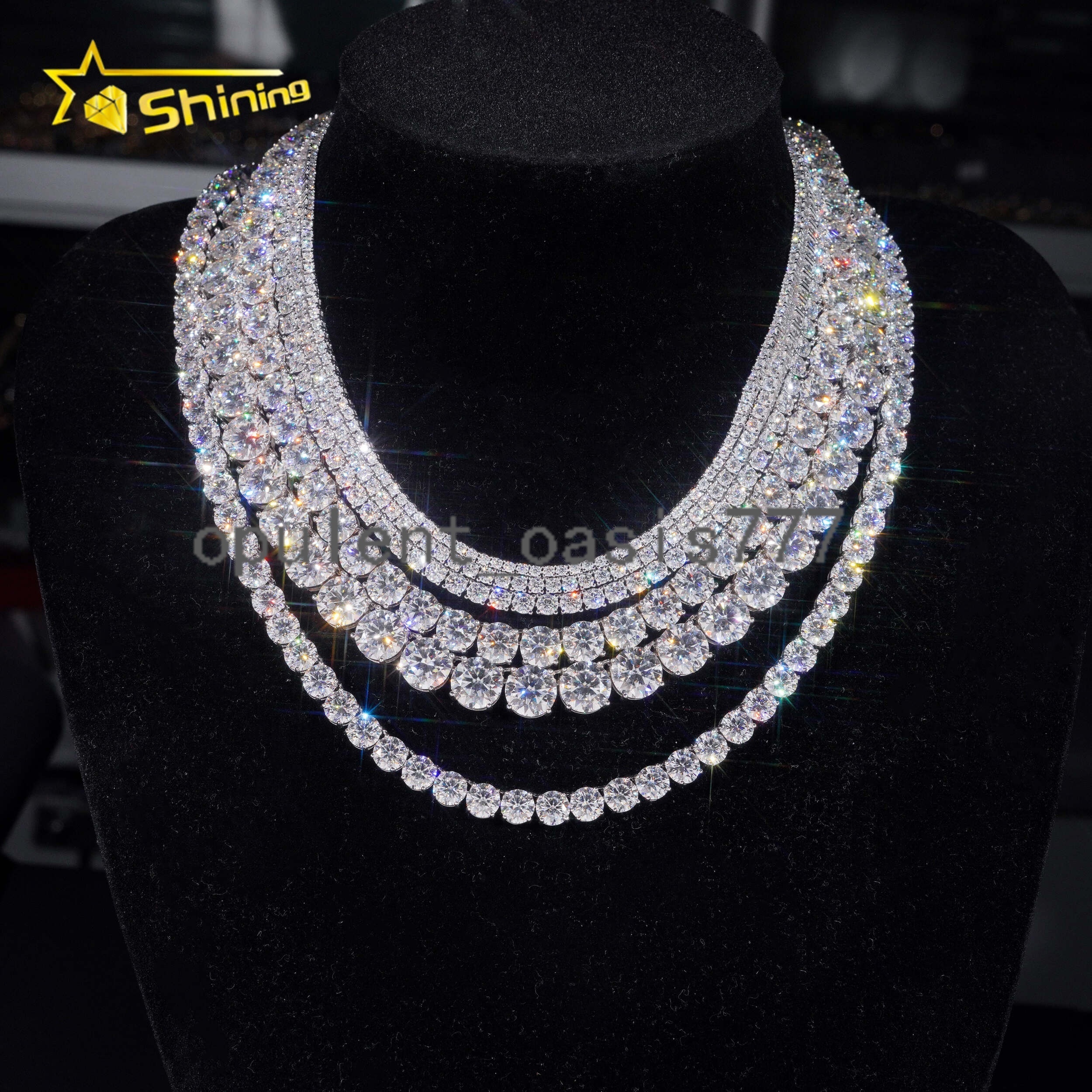 Hot Sale Classic Basket Prong Setting 925 Silver VVS Diamond Bracelet Necklace Moissanite Tennis Chain