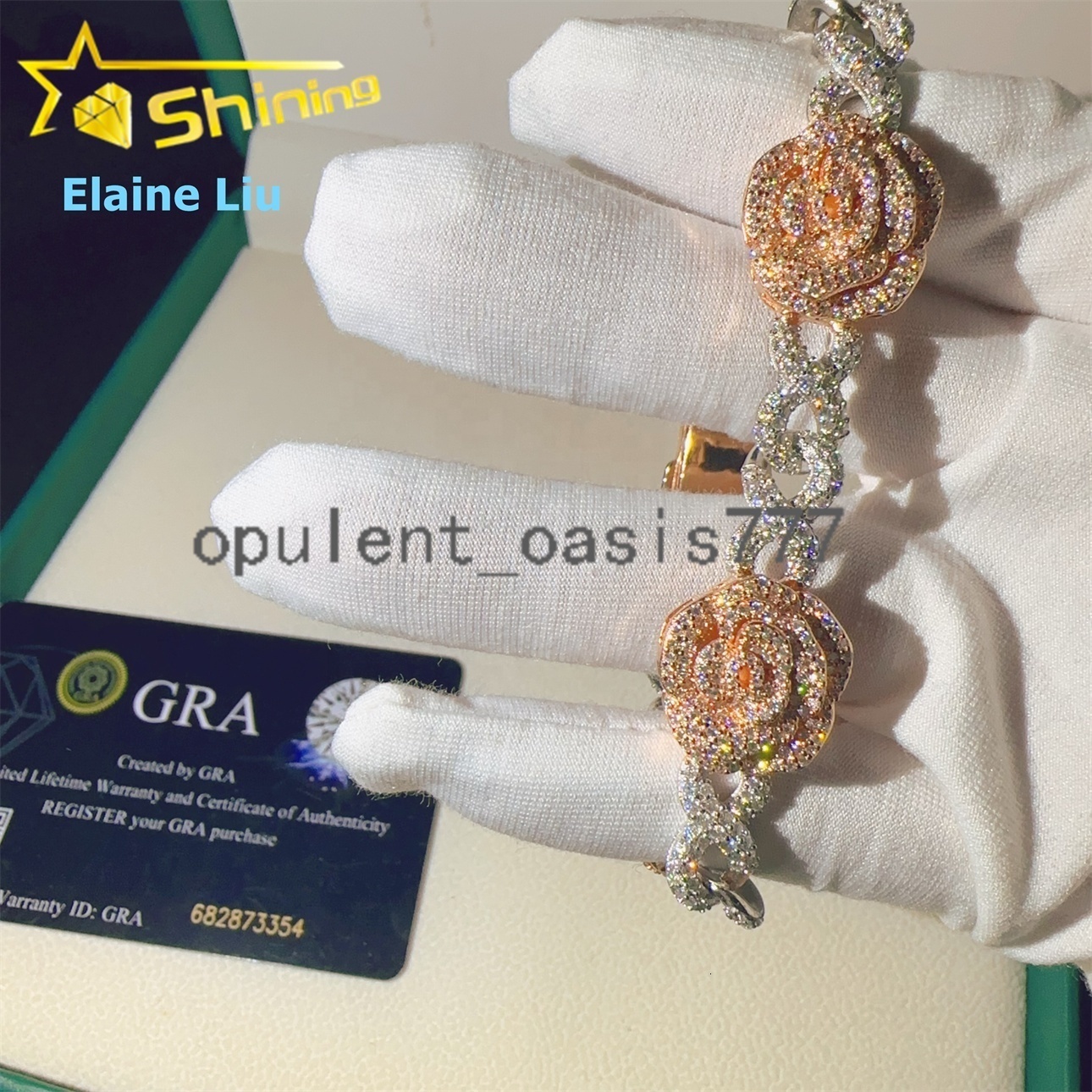 Custom VVS Moissanite Diamond Sterling Silver 925 8mm Moissanite Hip Hop Mosaic Setting Iced Out Cuban Link Chain Bracelet