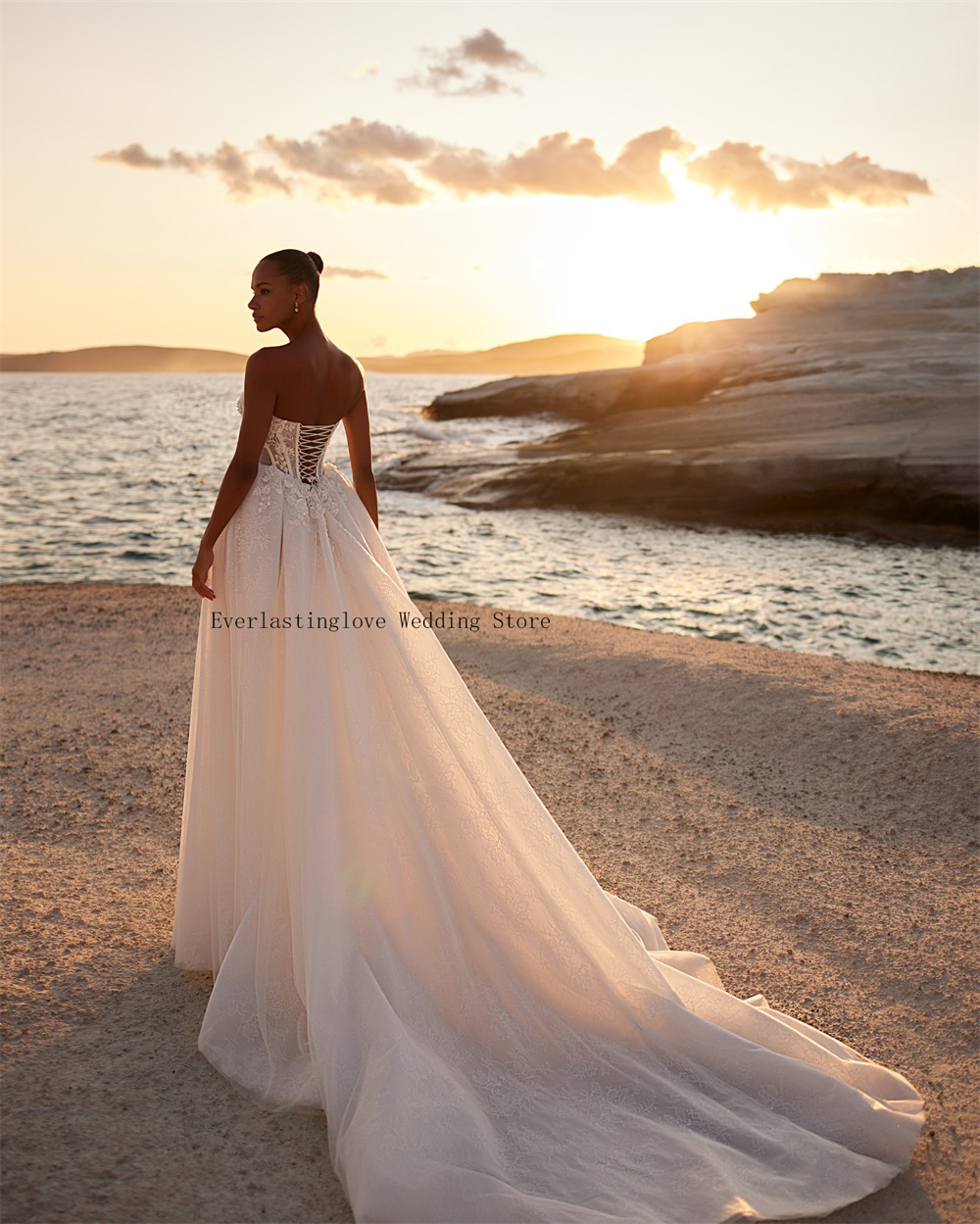 Charming V-neck A Line Wedding Dresses Lace Applique Bridal Growns Side Slit Sweep Train Custom Made 2026 Vestido De Noiva M30