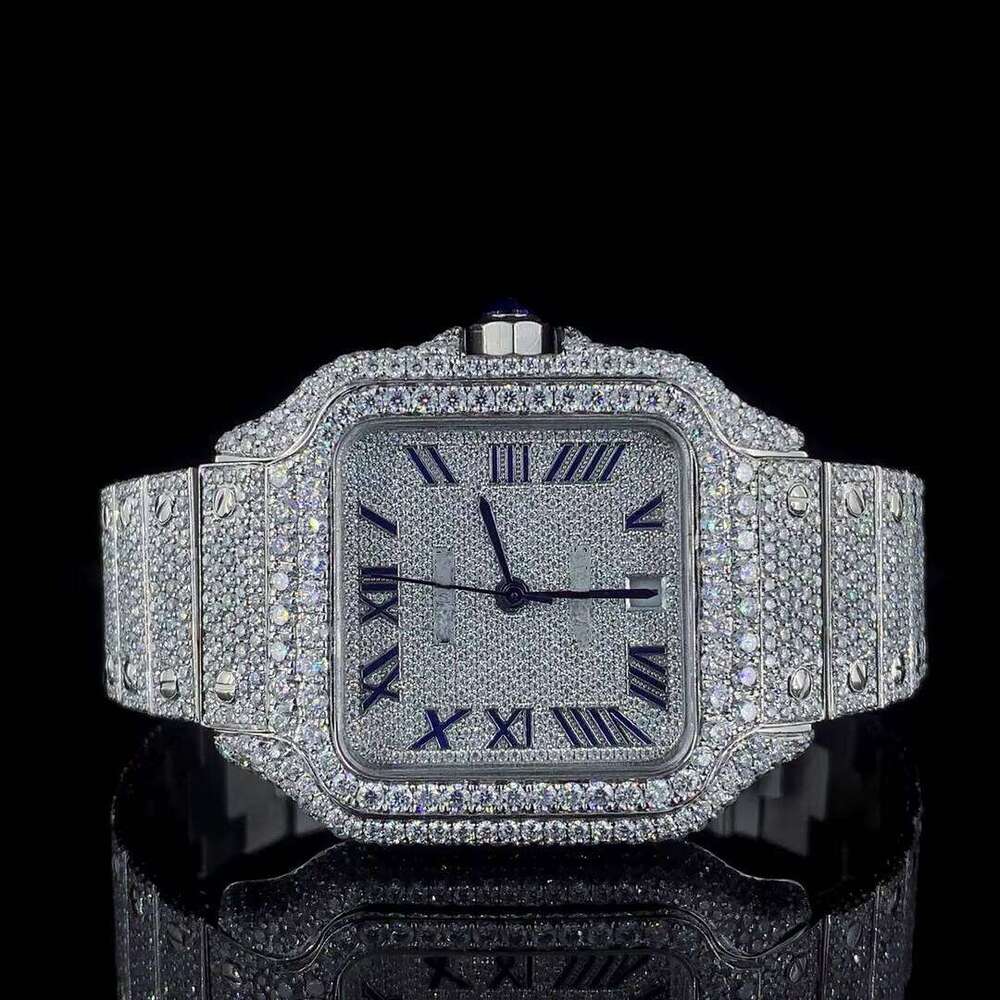 High Quality Luxury Moissanite Custom Watch for Gift Factory Wholesale Hip Hop Style Iced Out Mechanical Watches