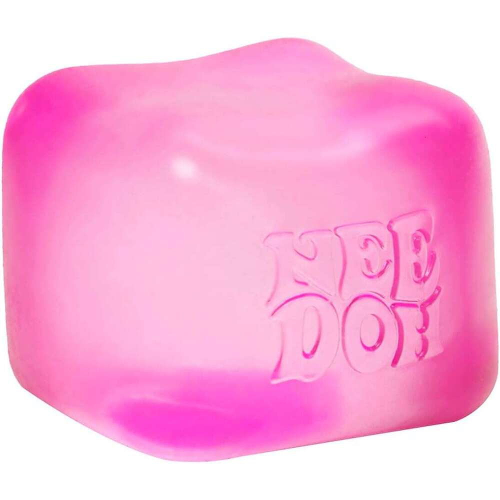Schylling NeeDoh Nice -Sensory Squeeze Toy with Super Solid Squish 2.25" Cube - Pink 264