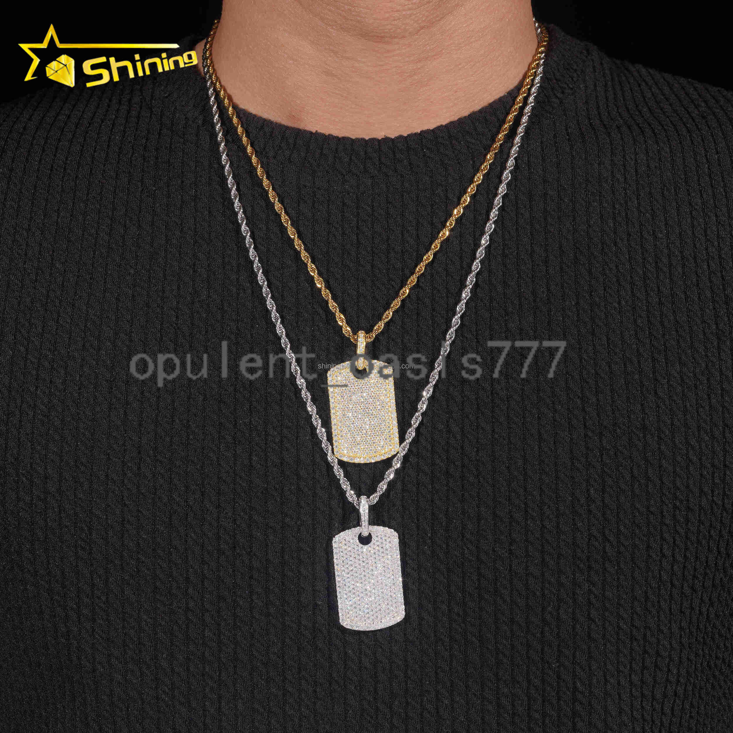 Rapper Popular Style Unisex Hot Selling GRA Certified 925 Silver Gold Plated VVS1 Moissanite Diamond Dog Tag Pendant Gift