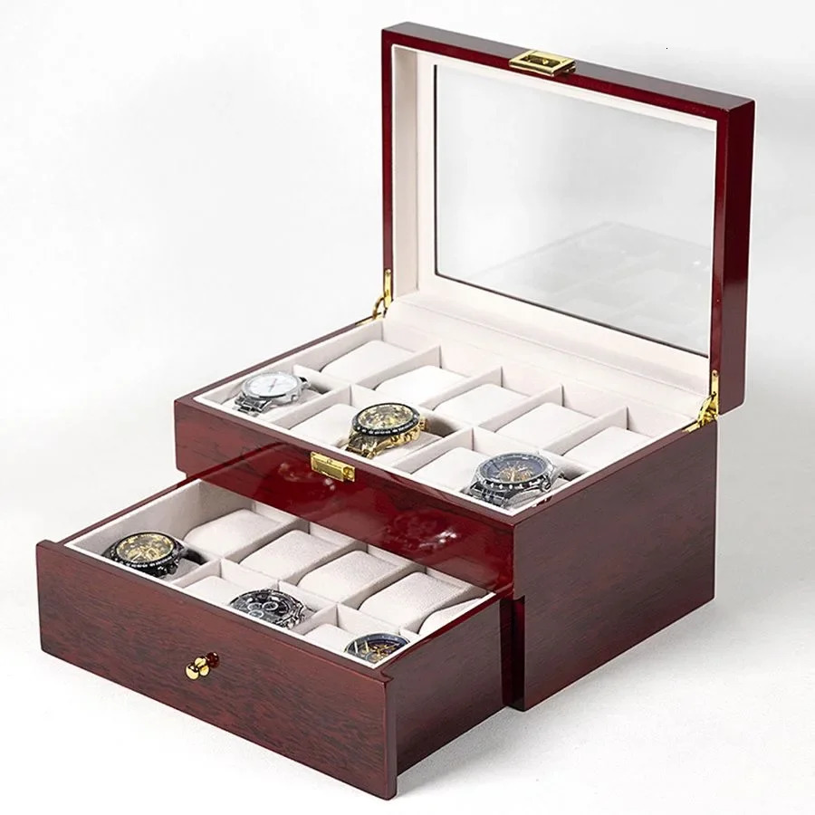 Wooden Watch Box Eco-Friendly Watch Storage Case with 1/2/3/5/6/10/12 Slots Travel Organizer for Men Watch Gift Box 260327
